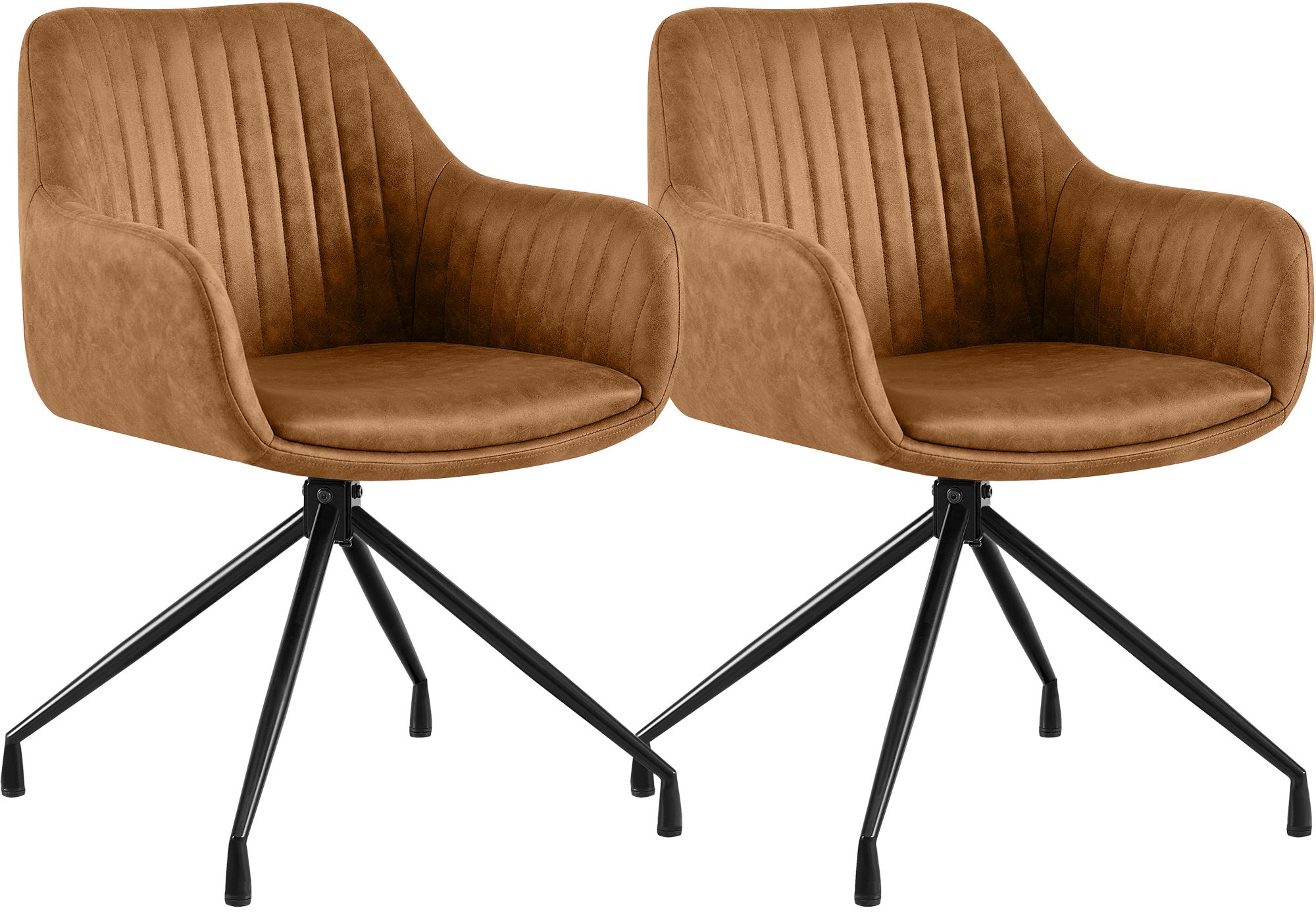 2er Set Esszimmerstühle Novanis hellbraun Vintage Kunstleder