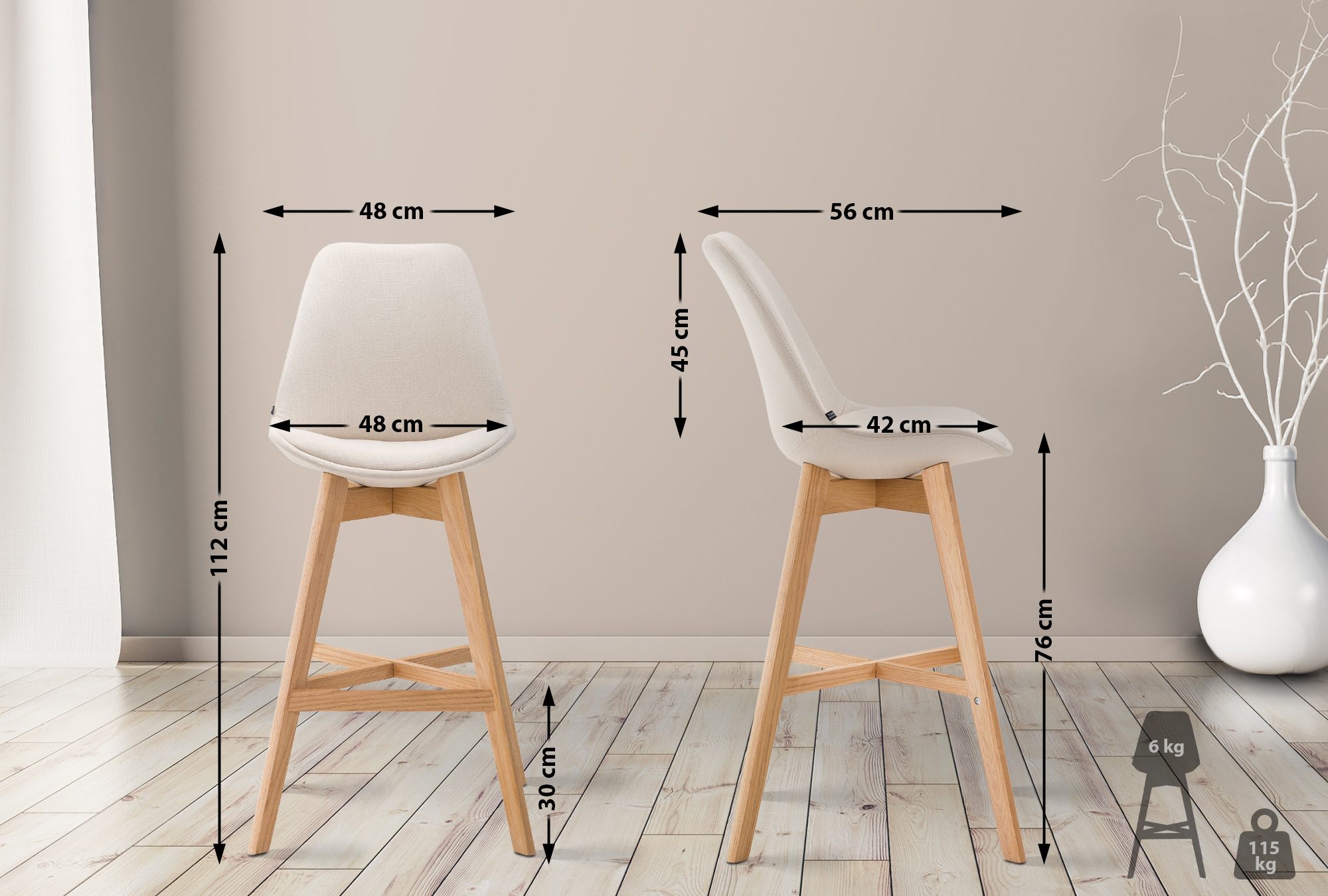2er Set Barhocker Cannes Stoff