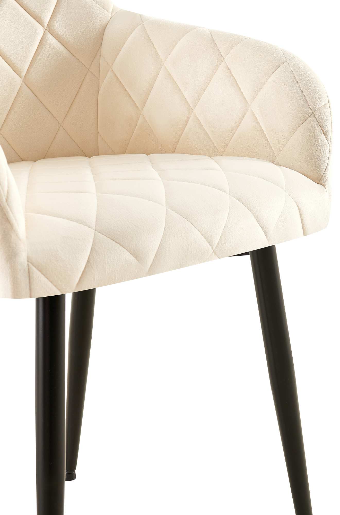 2er Set Esszimmerstühle Monett Samt Metall matt schwarz creme