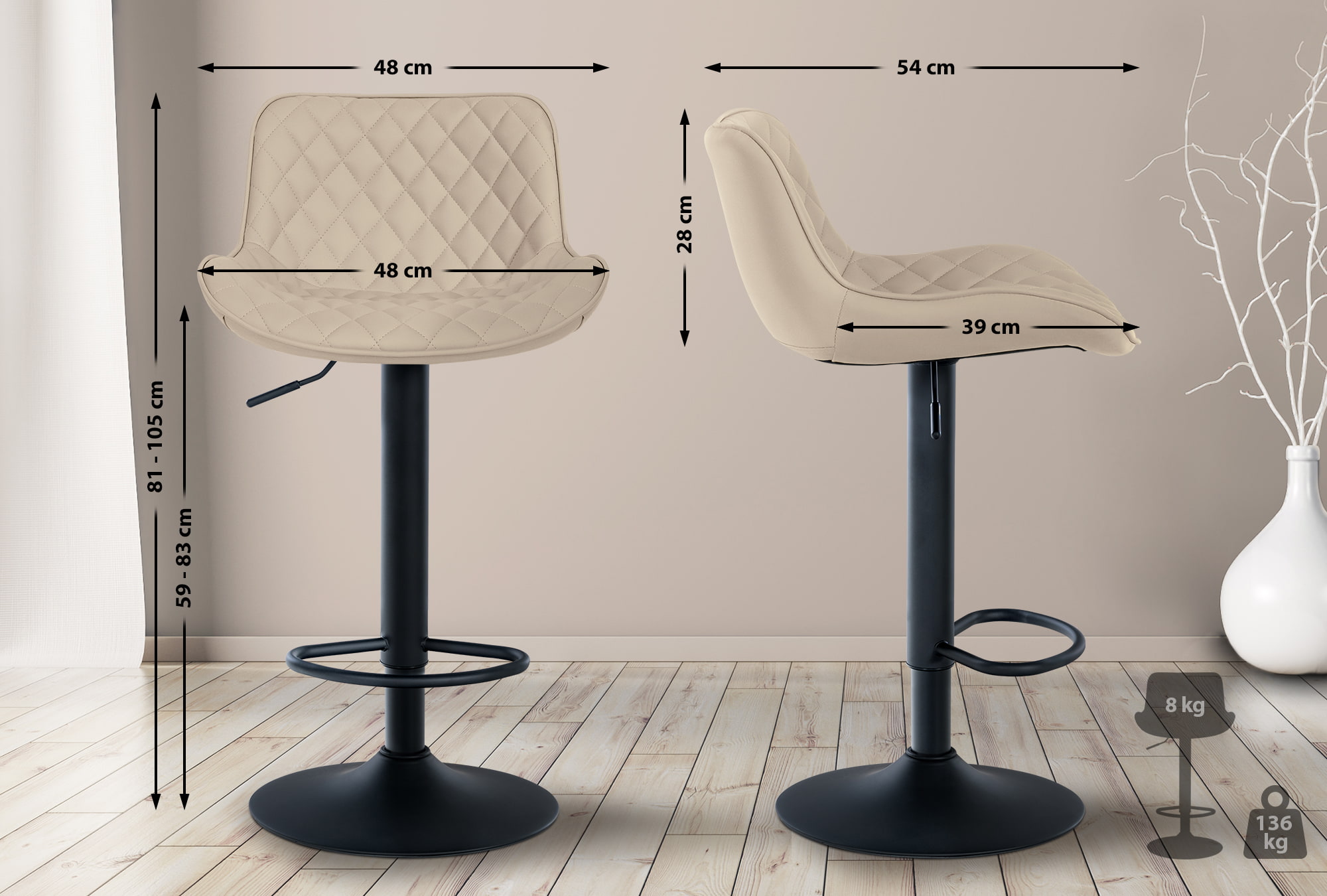 2er Set Barhocker Minosa