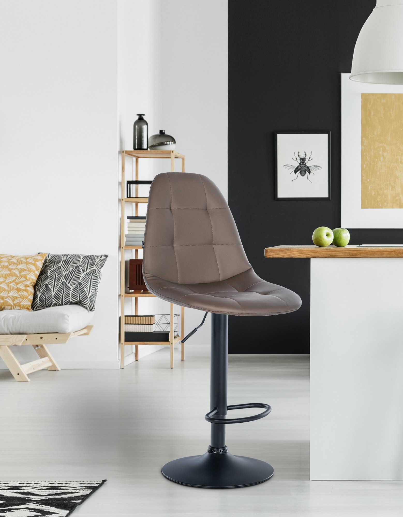 Barhocker Elmore Kunstleder Metall matt schwarz braun