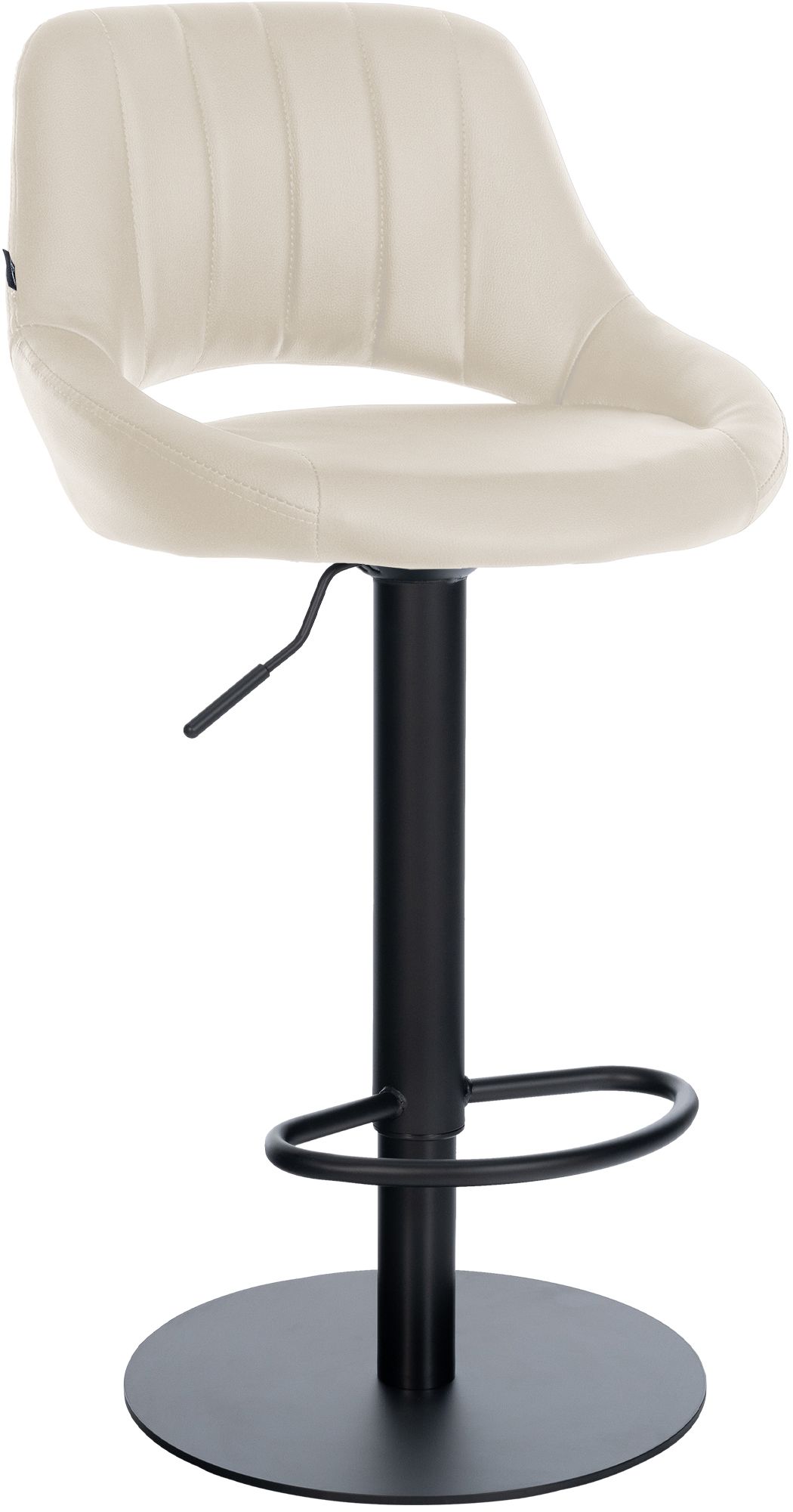 Barhocker Milet Schwarz mit extra schwerem Standfuß creme Kunstleder