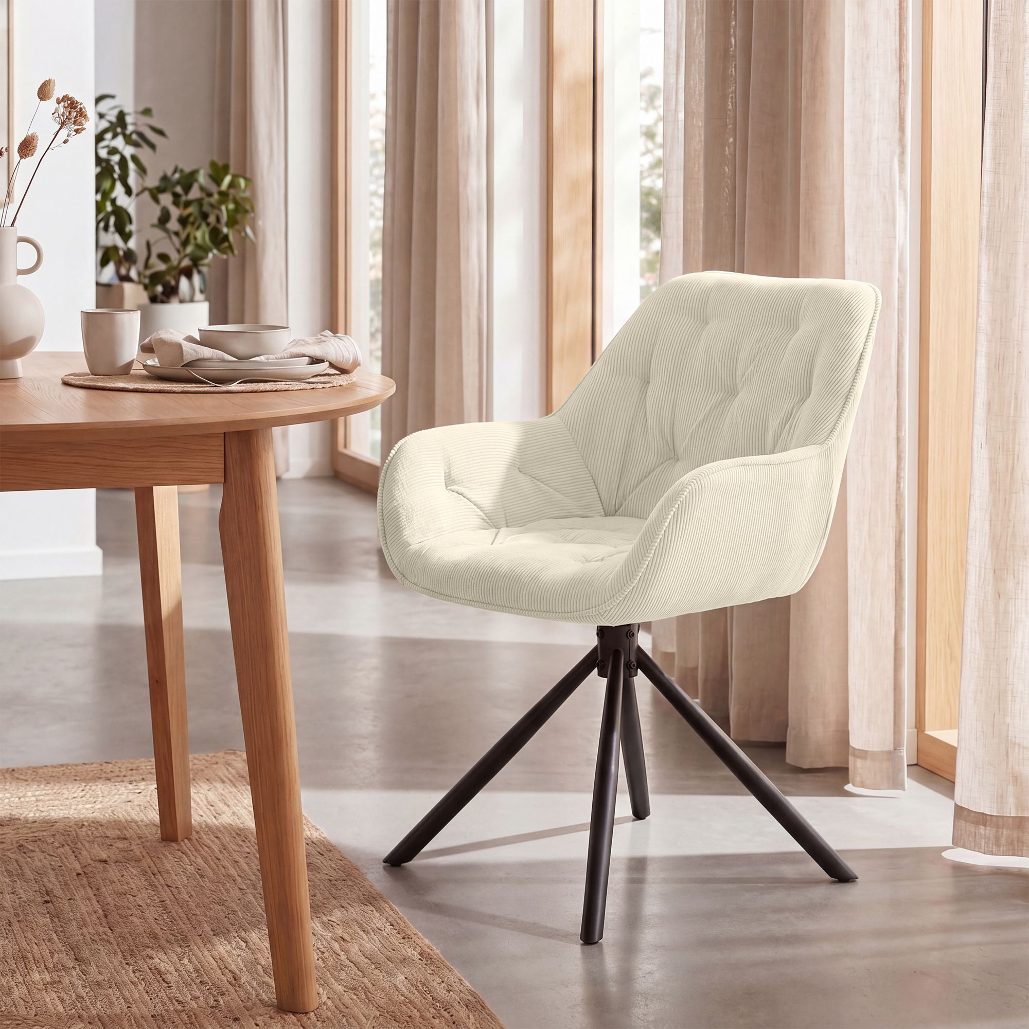 Esszimmerstuhl Rimio Cord creme