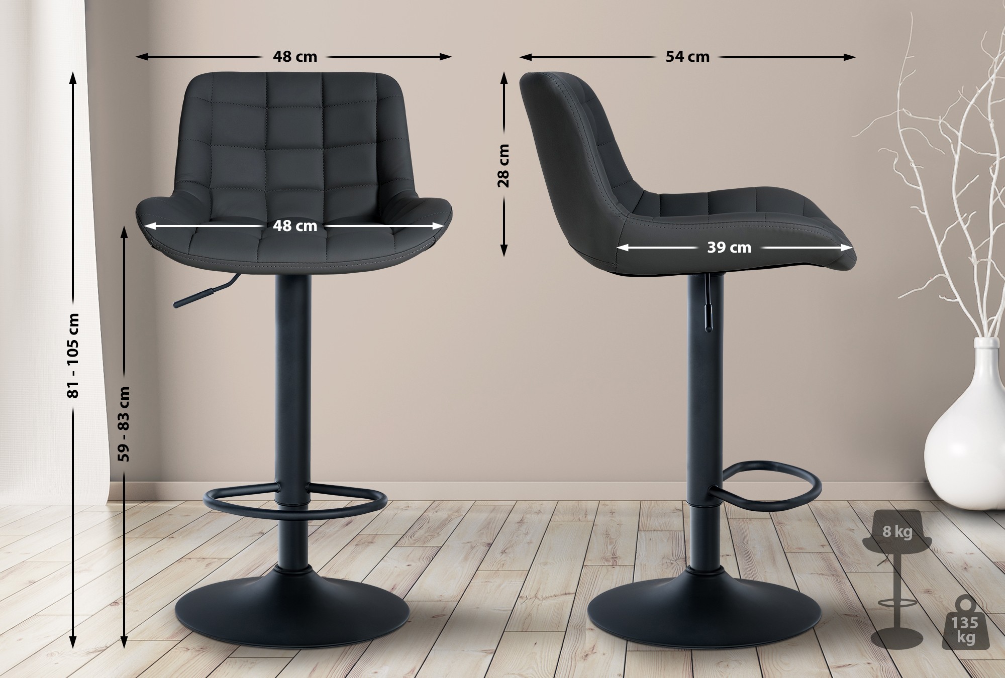 2er Set Barhocker Tover