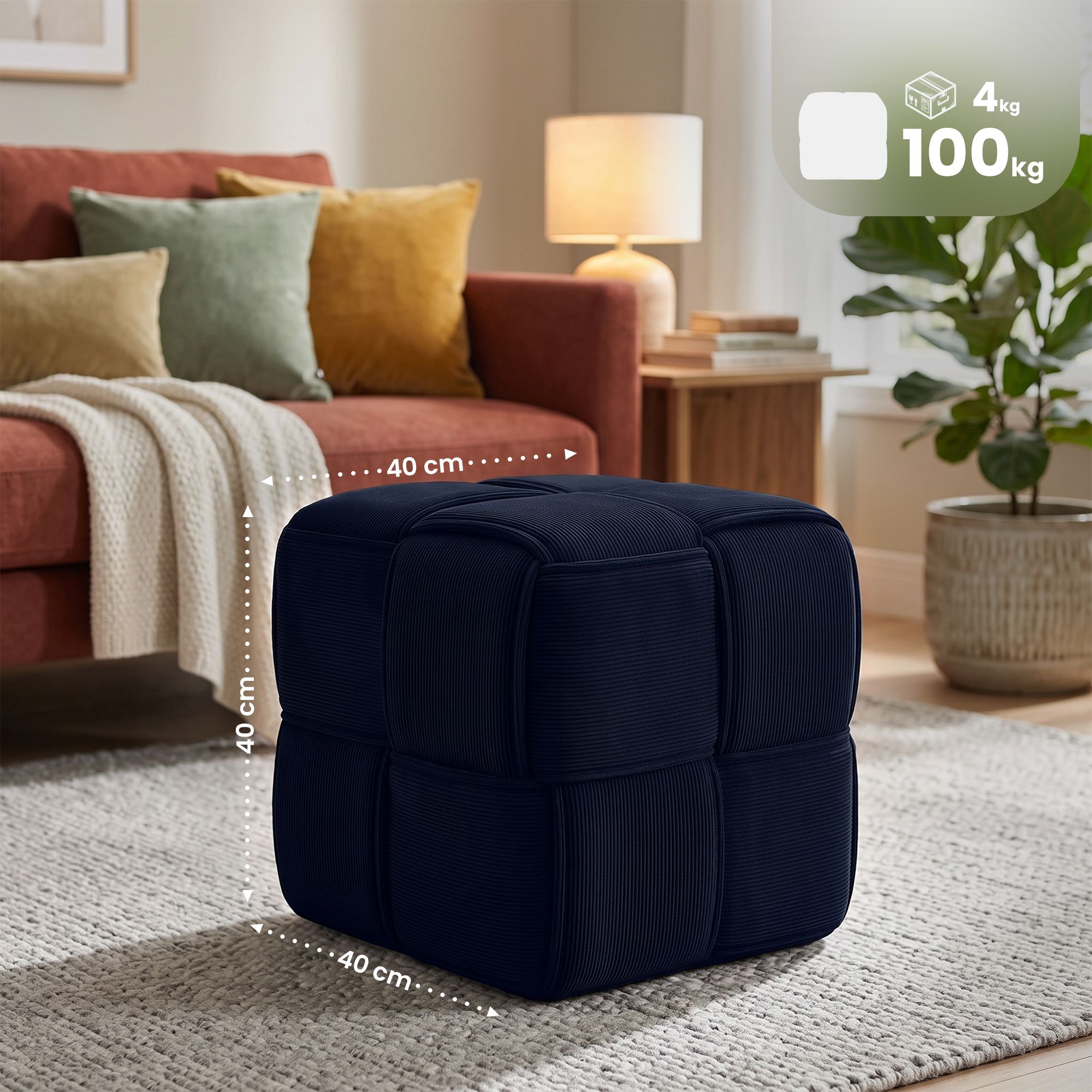 Sitzhocker Cord Forinta mitternachtsblau