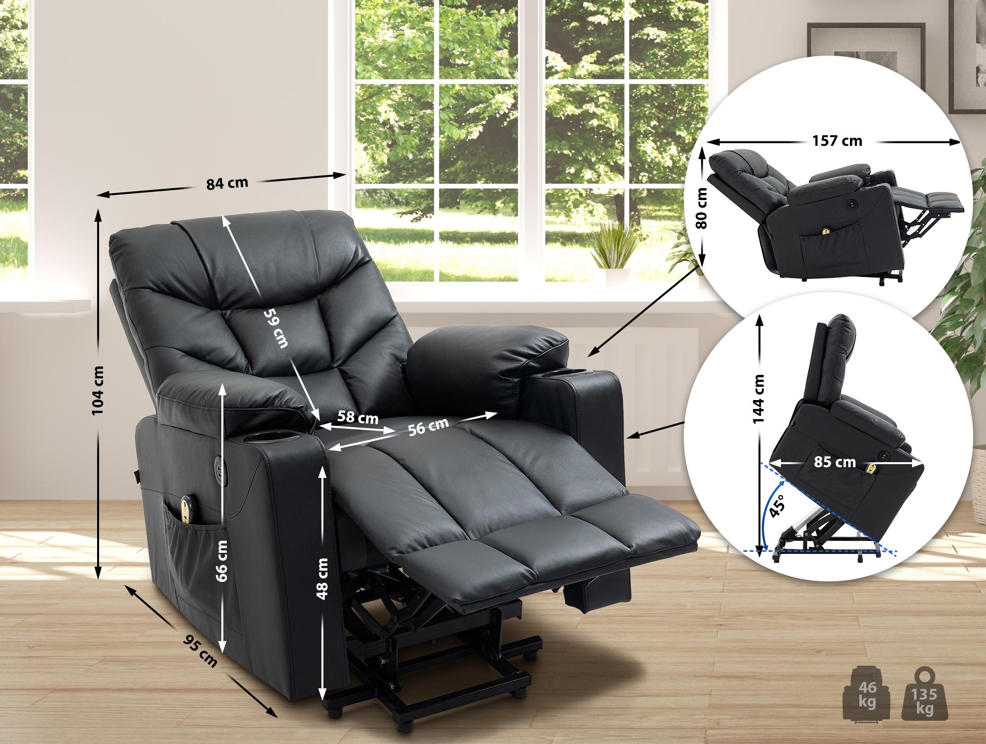 Sessel Andover schwarz Echtleder
