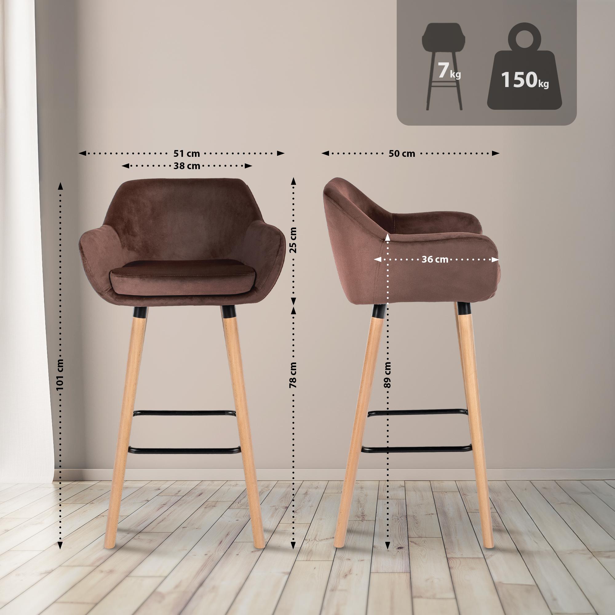 Barhocker Grant Samt coffee