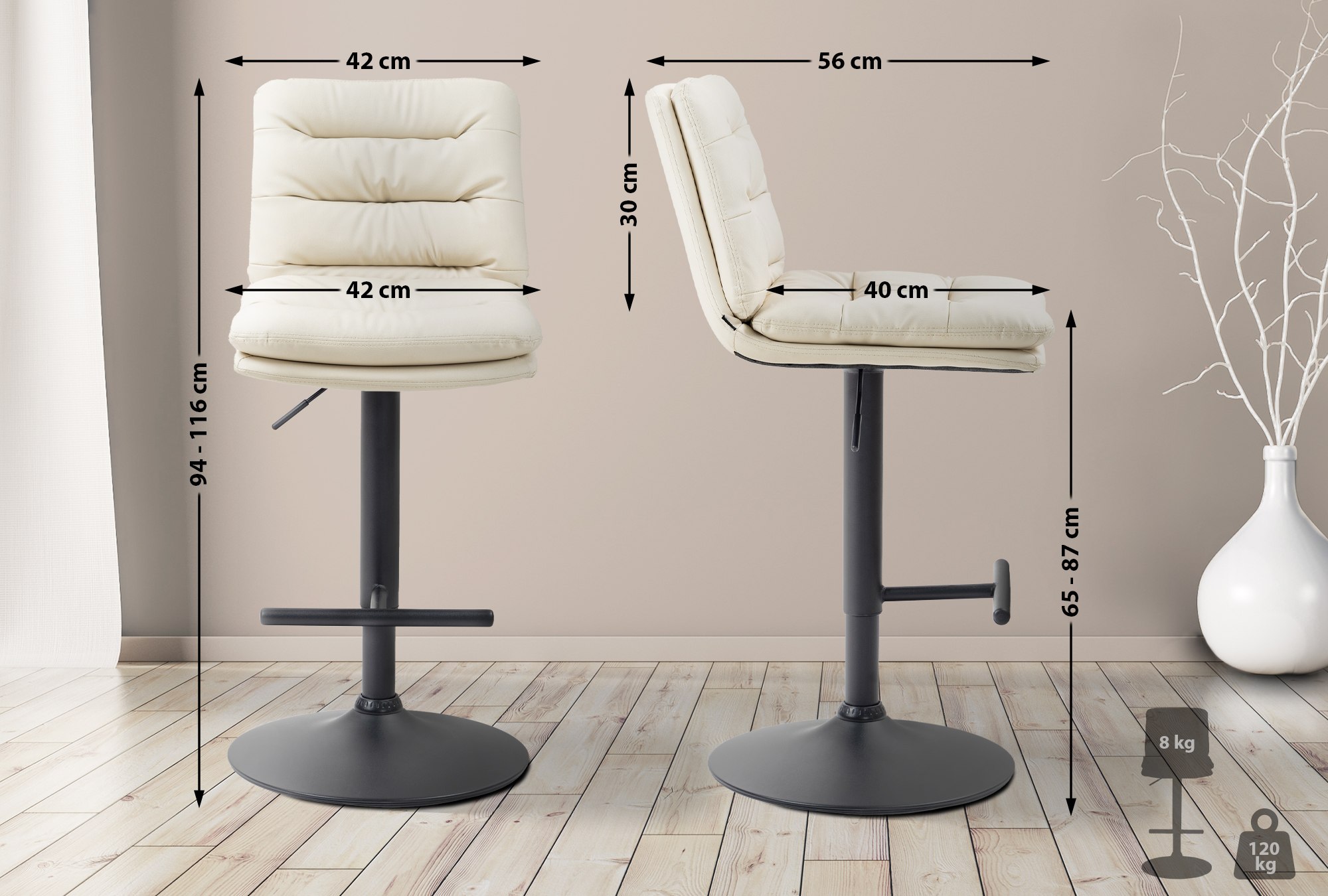 2er Set Barhocker Damar Kunstleder