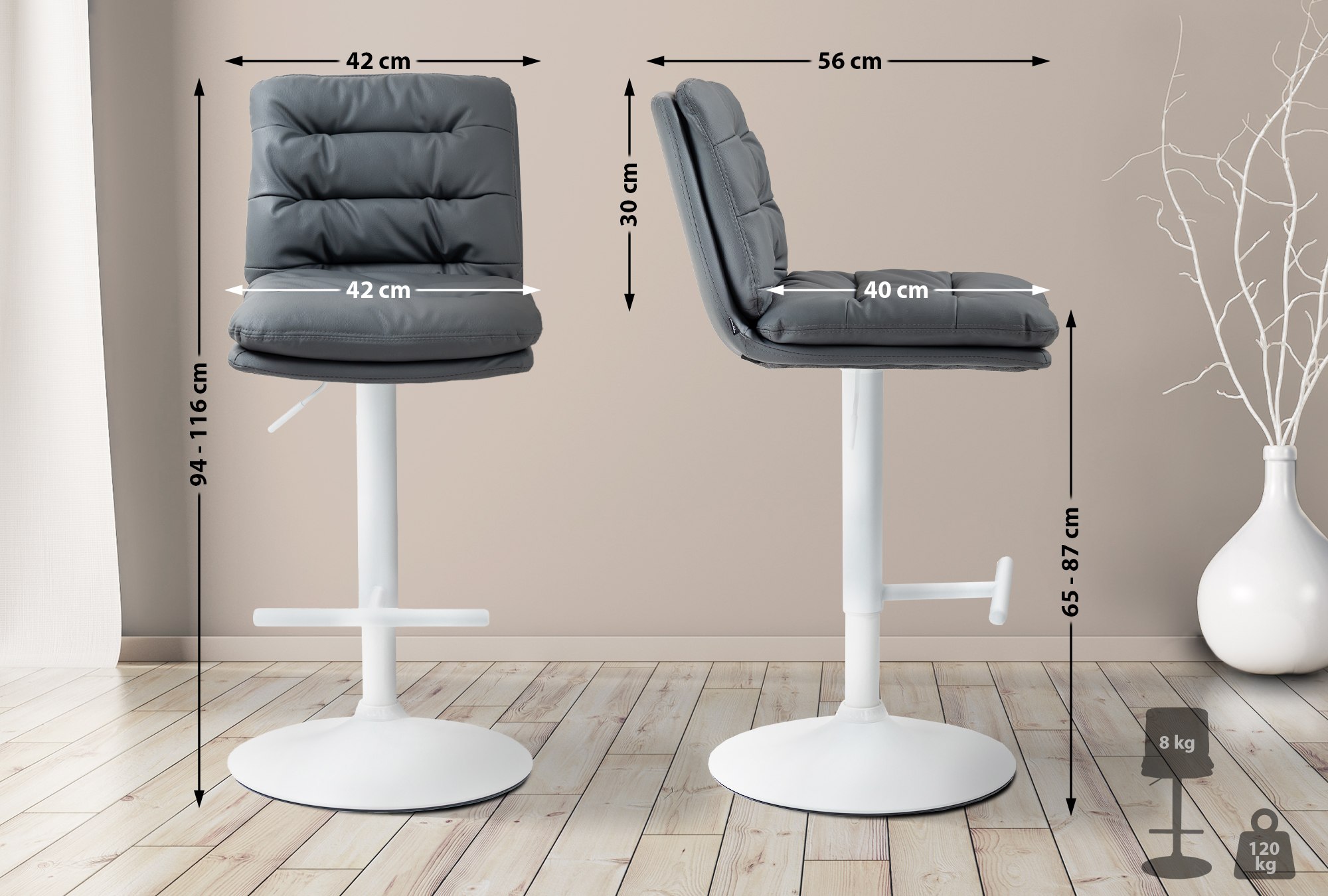 2er Set Barhocker Damar Kunstleder