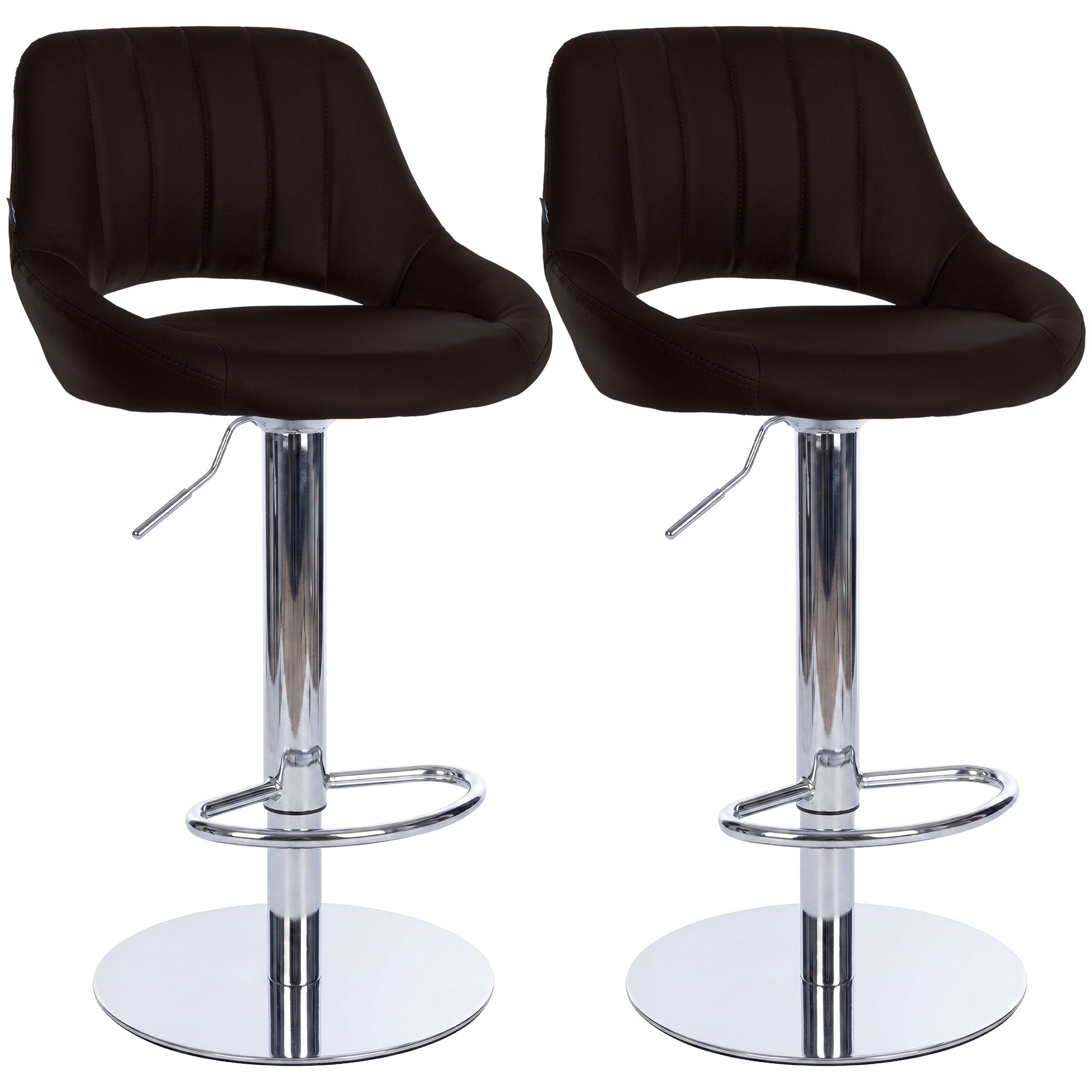 2er Set Barhocker Milet Chrom mit extra schweren Standfüßen braun Kunstleder