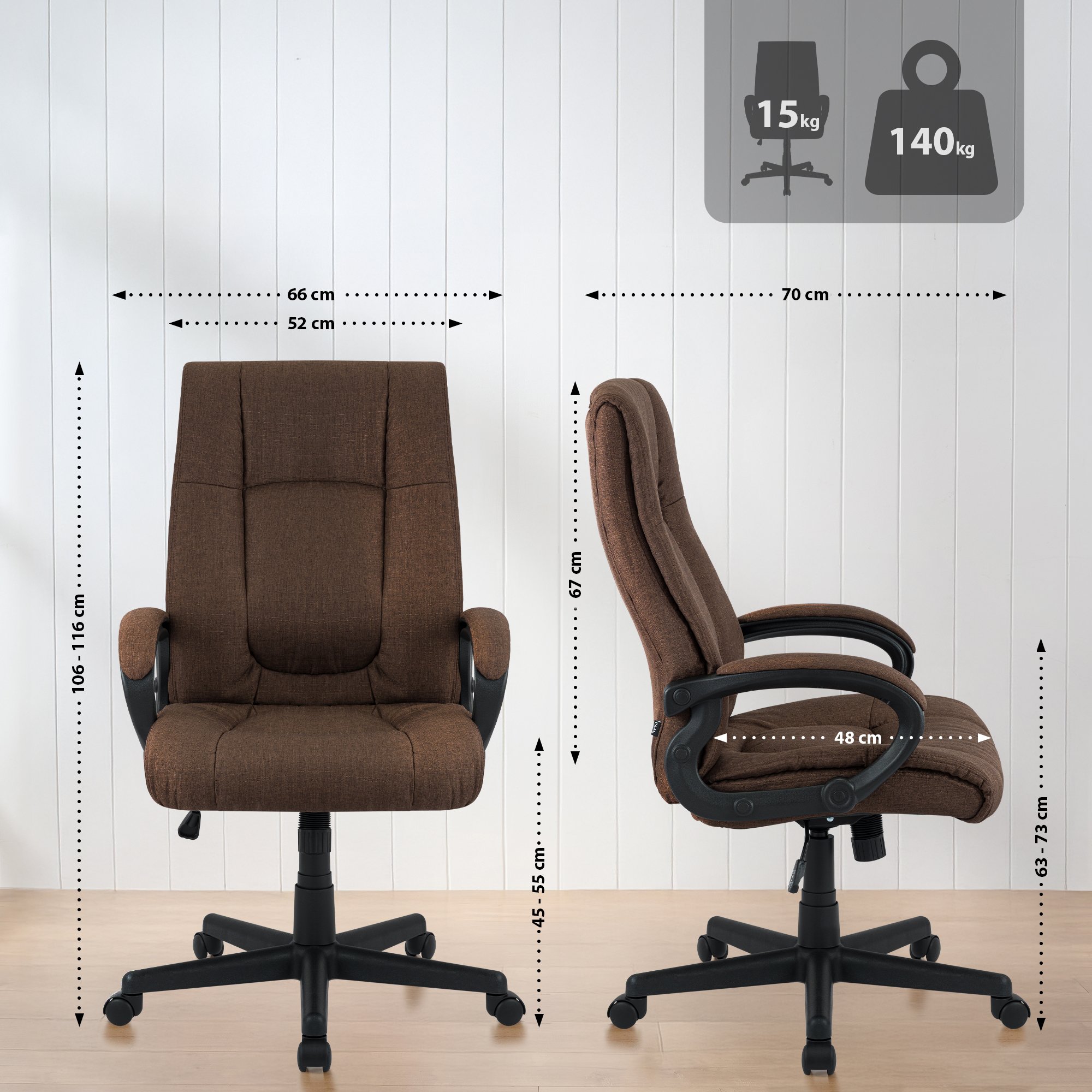 Bürostuhl XL Sparta Stoff braun