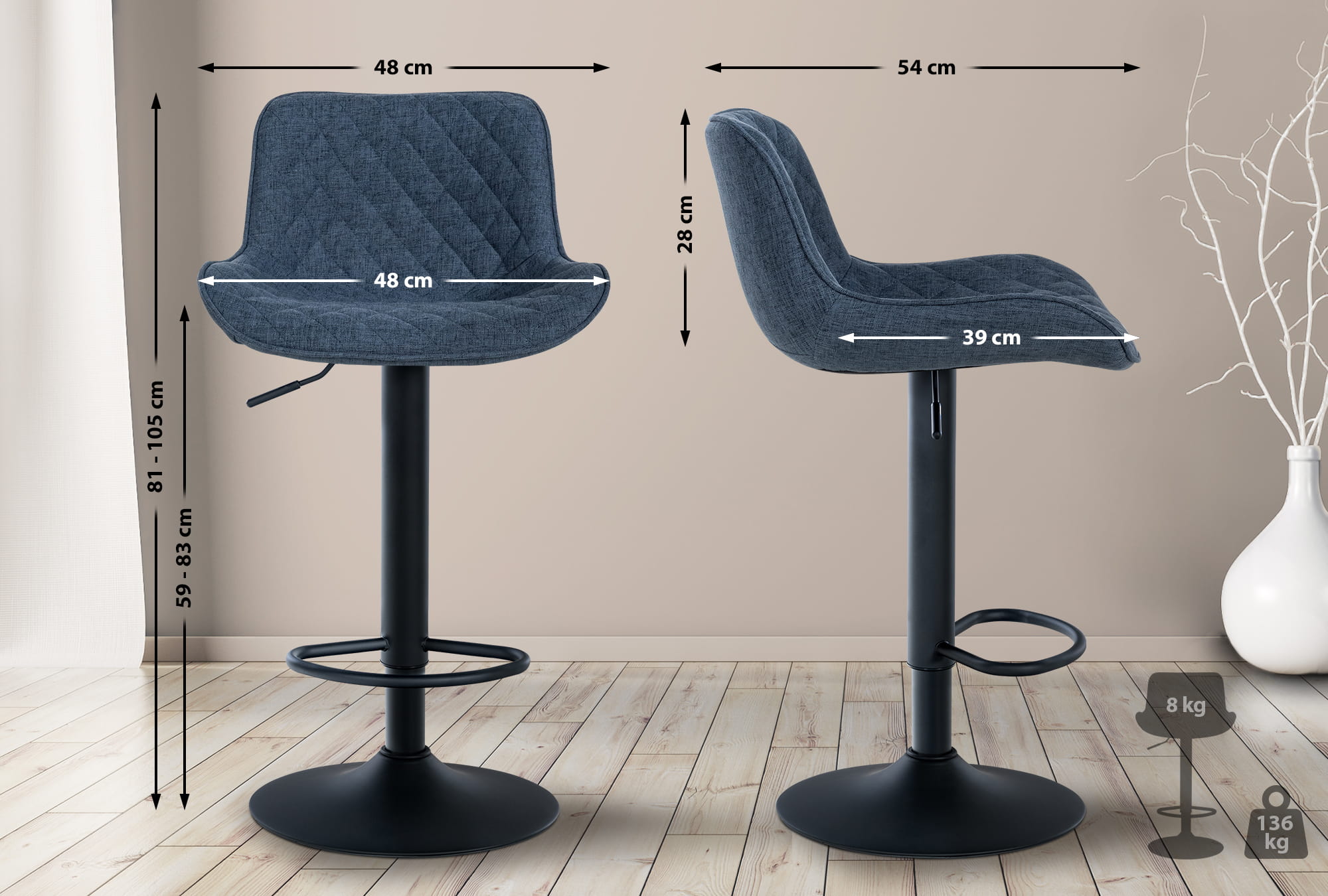 2er Set Barhocker Minosa