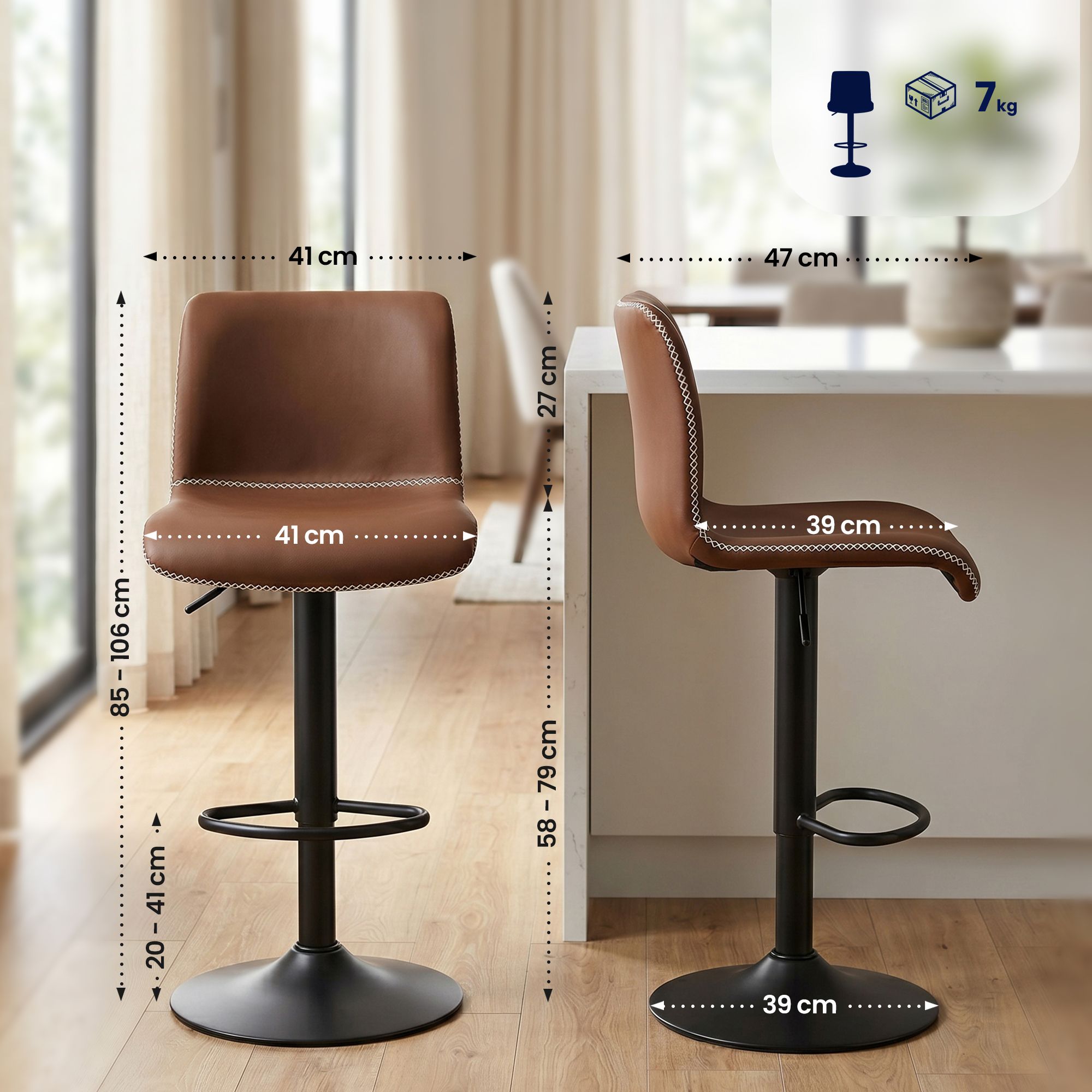 2er Set Barhocker Henchy Kunstleder