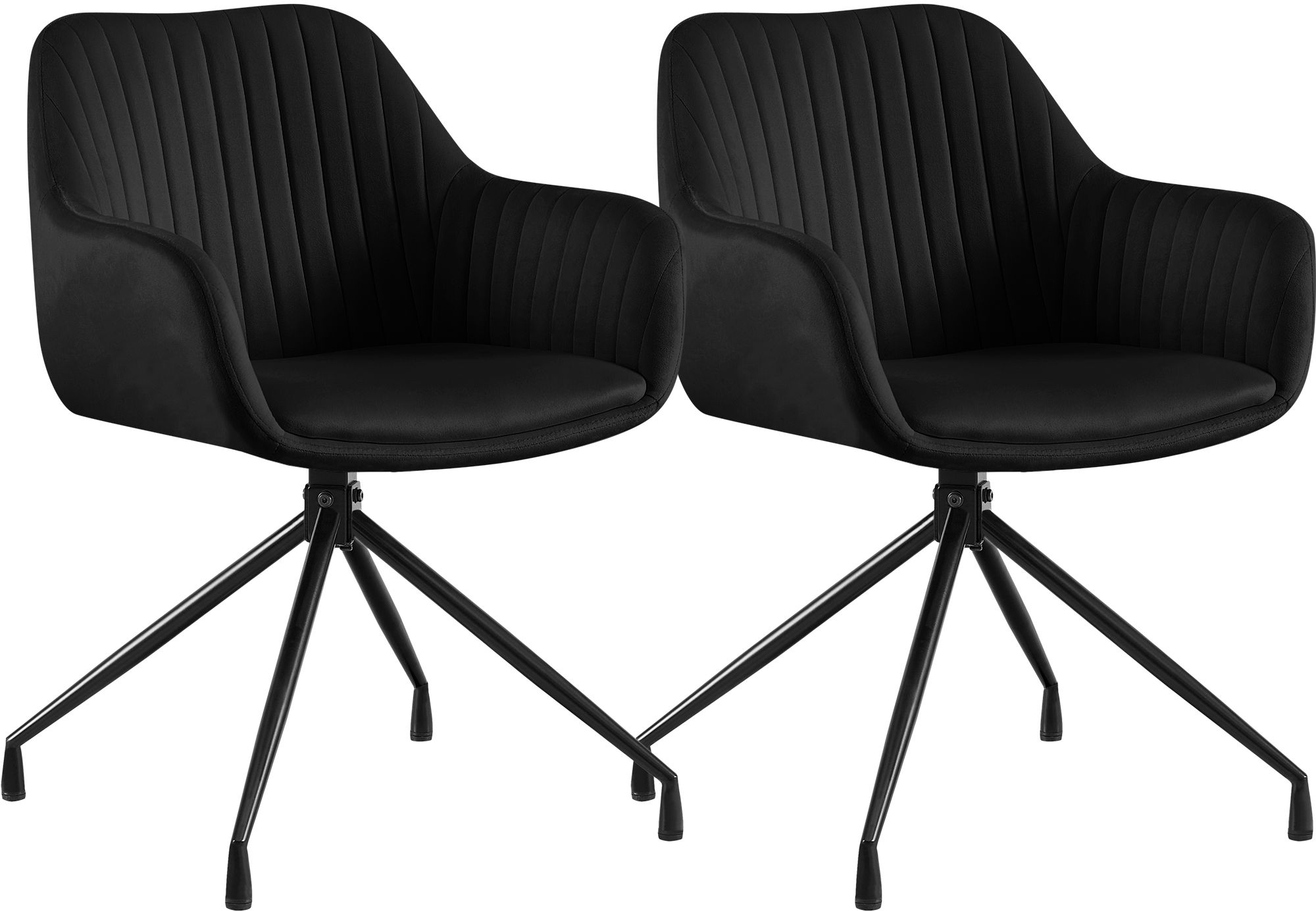 2er Set Esszimmerstühle Novanis schwarz Samt