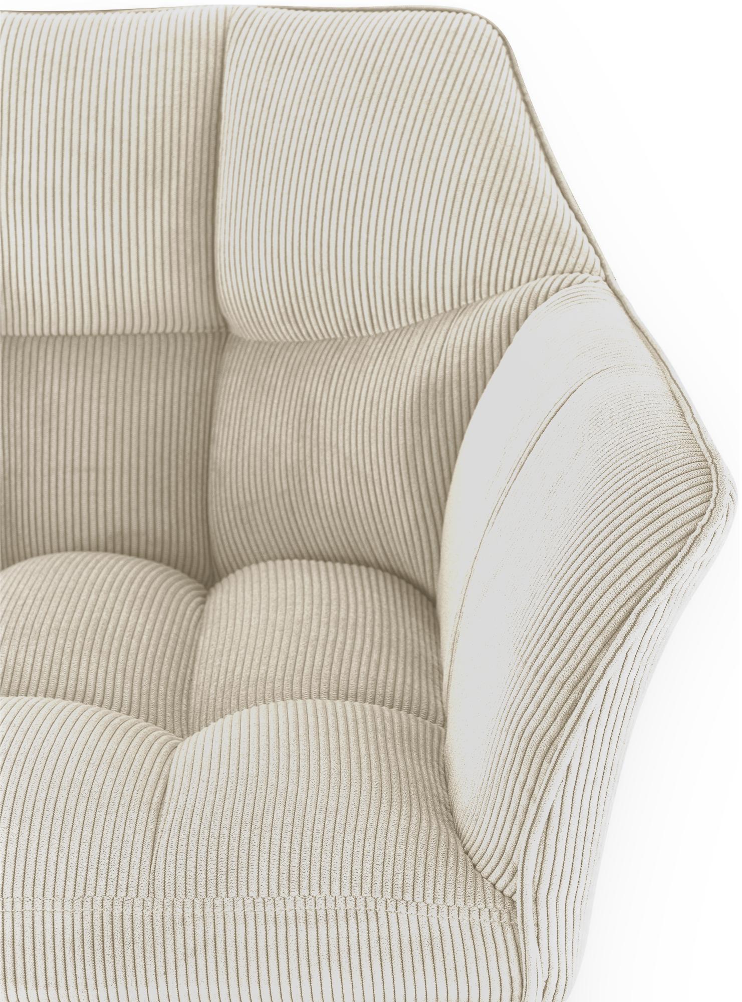 Barhocker Damaso Cord mit Vierfußgestell creme weiß