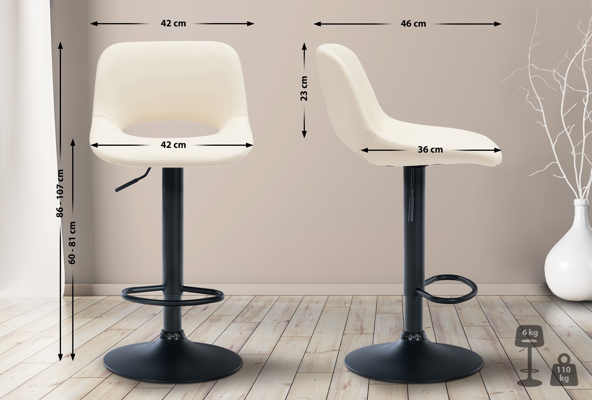 2er Set Barhocker Camden Kunstleder