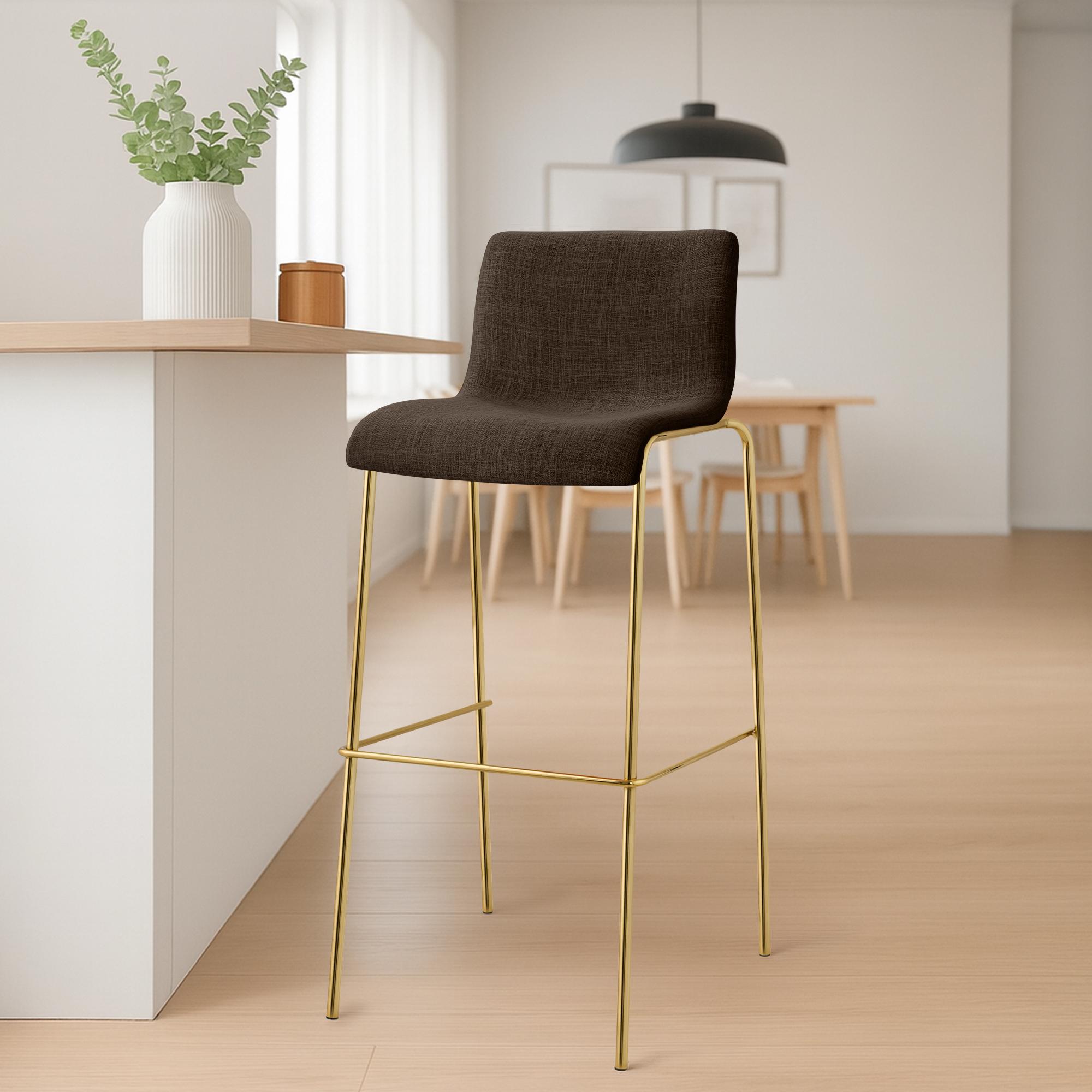 2er Set Barhocker Hover Stoff Vierfußgestell Gold