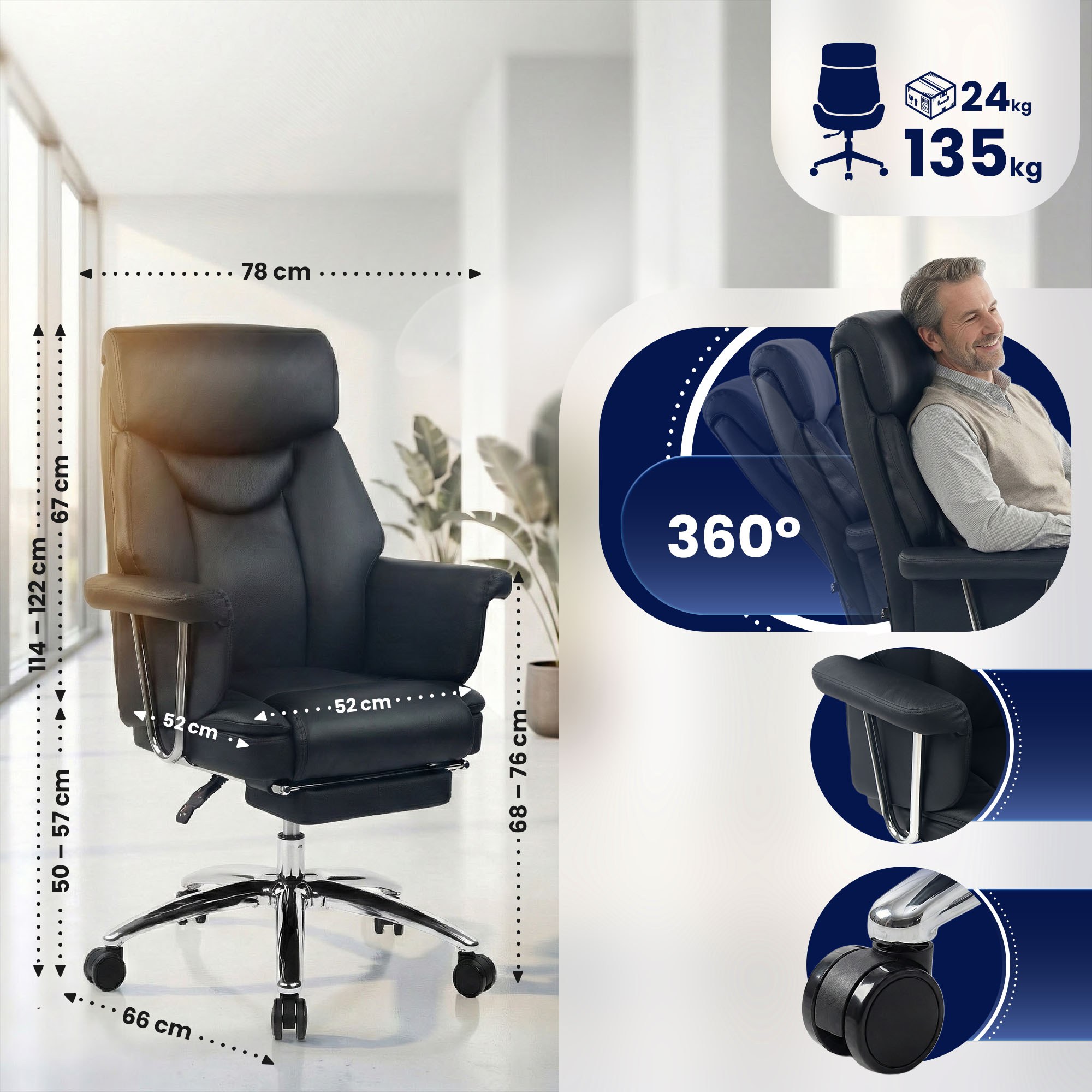 Bürostuhl Dahra Echtleder