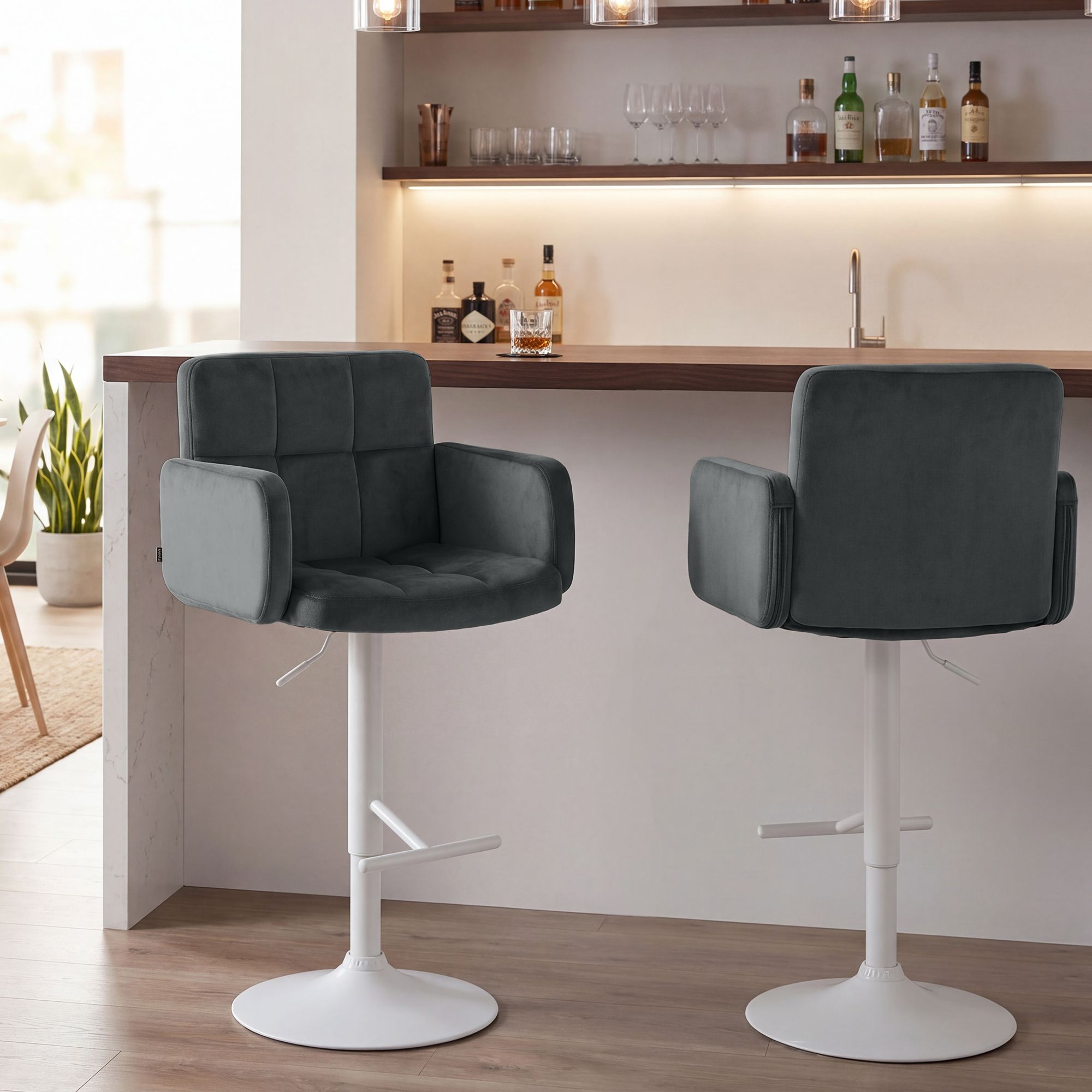 2er Set Barhocker Los Angeles Samt