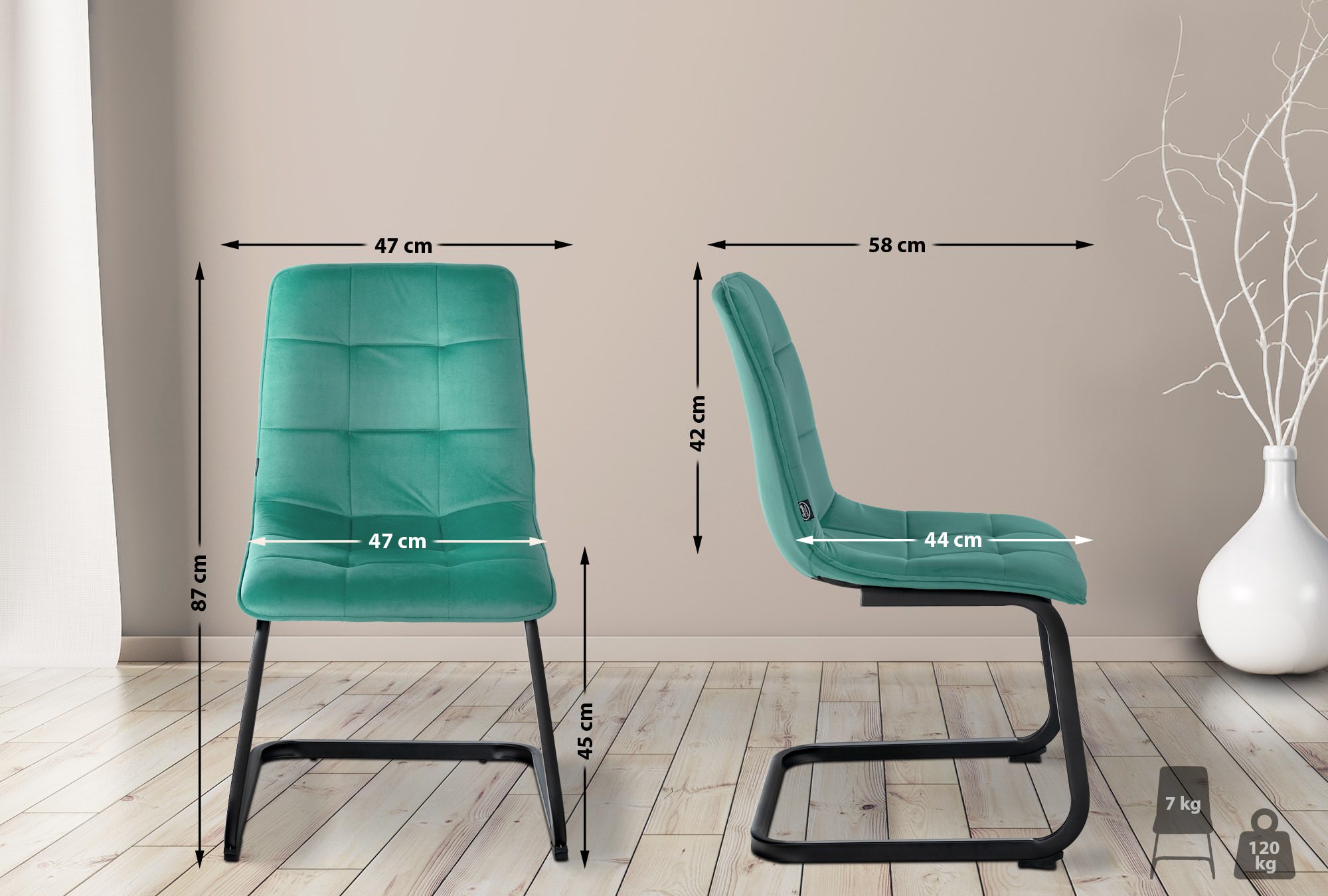 2er Set Esszimmerstuhl Vermont Samt