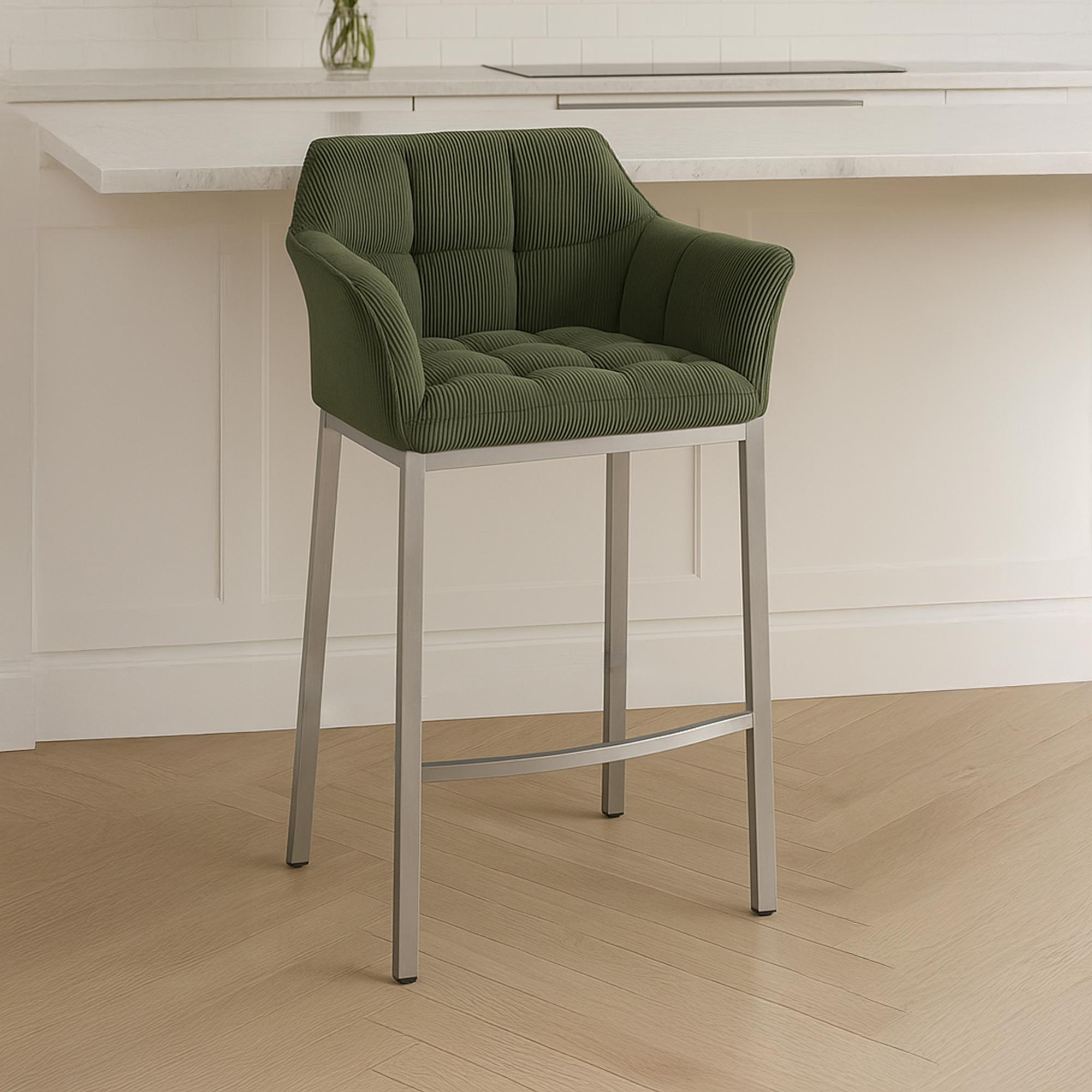 Barhocker Damaso Cord mit Vierfußgestell