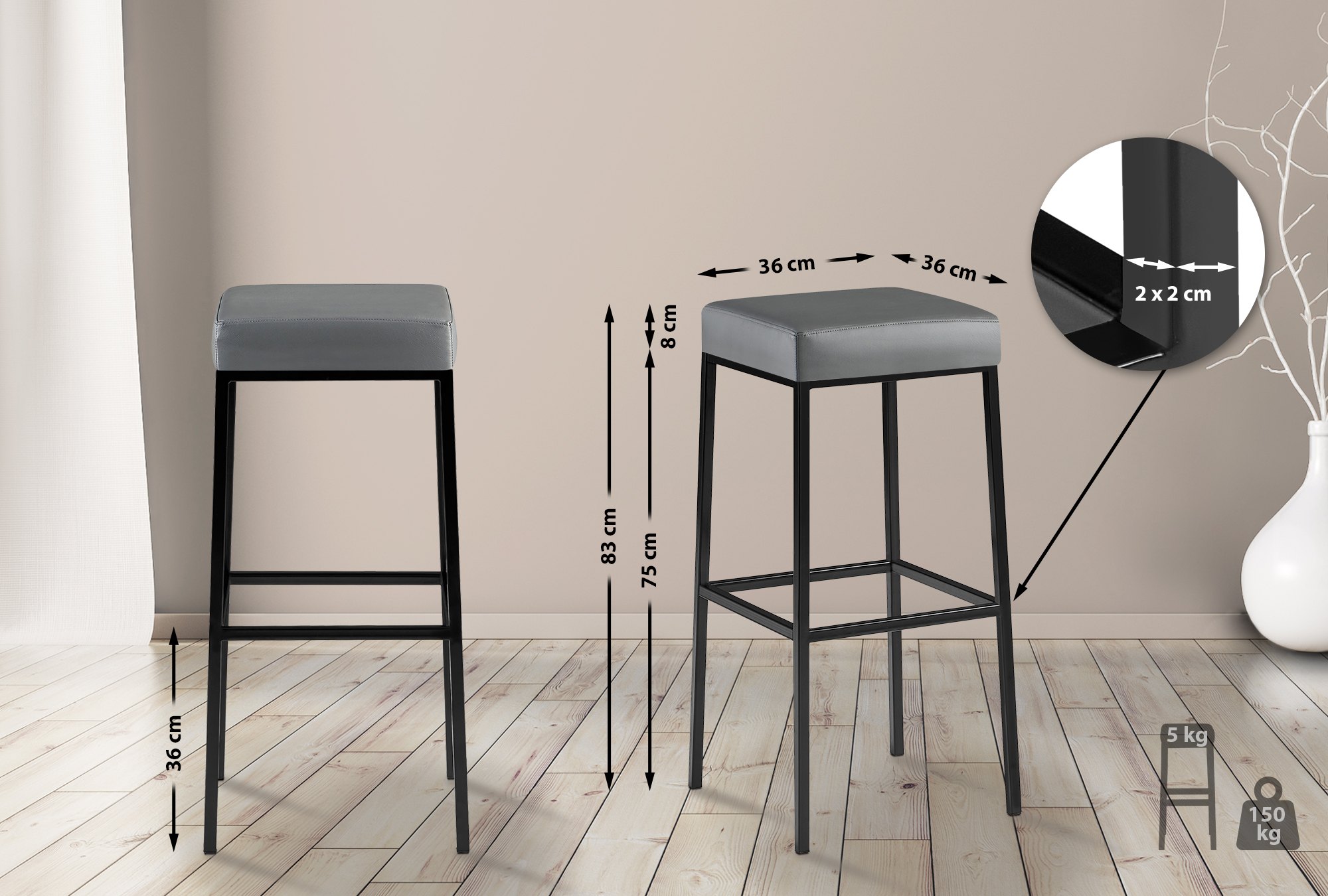 2er Set Barhocker Montreal Kunstlederbezug