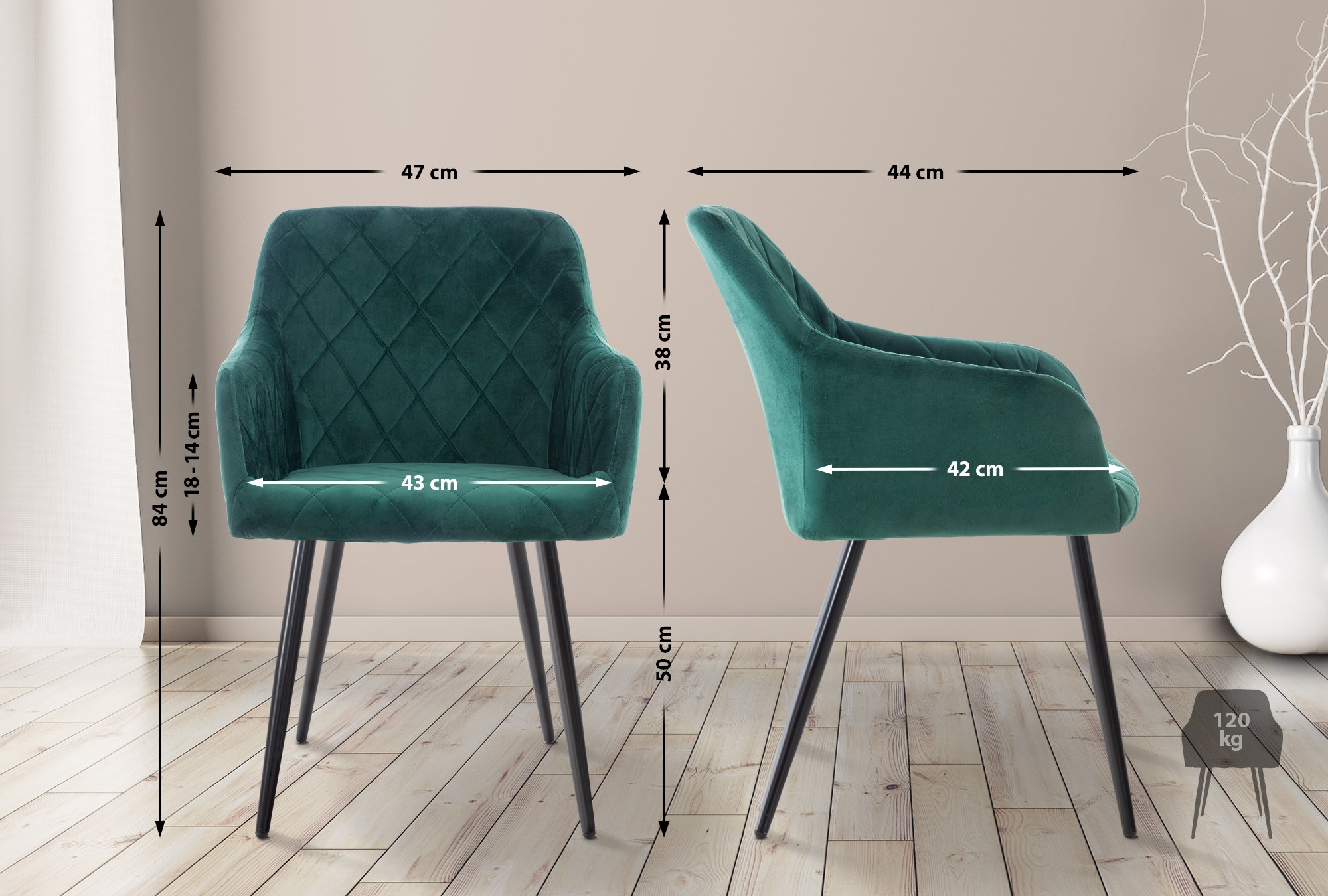 2er Set Esszimmerstuhl Shila