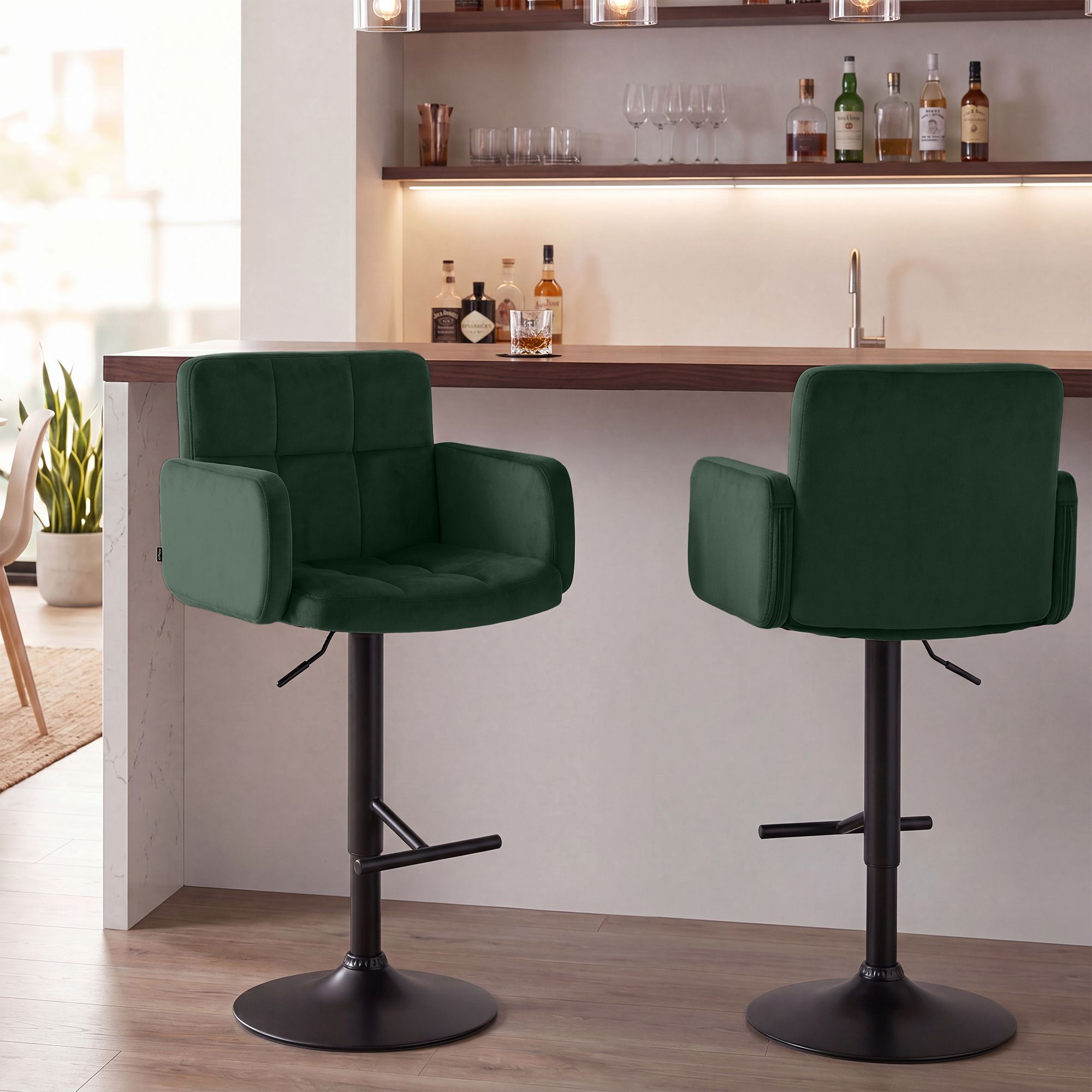2er Set Barhocker Los Angeles Samt