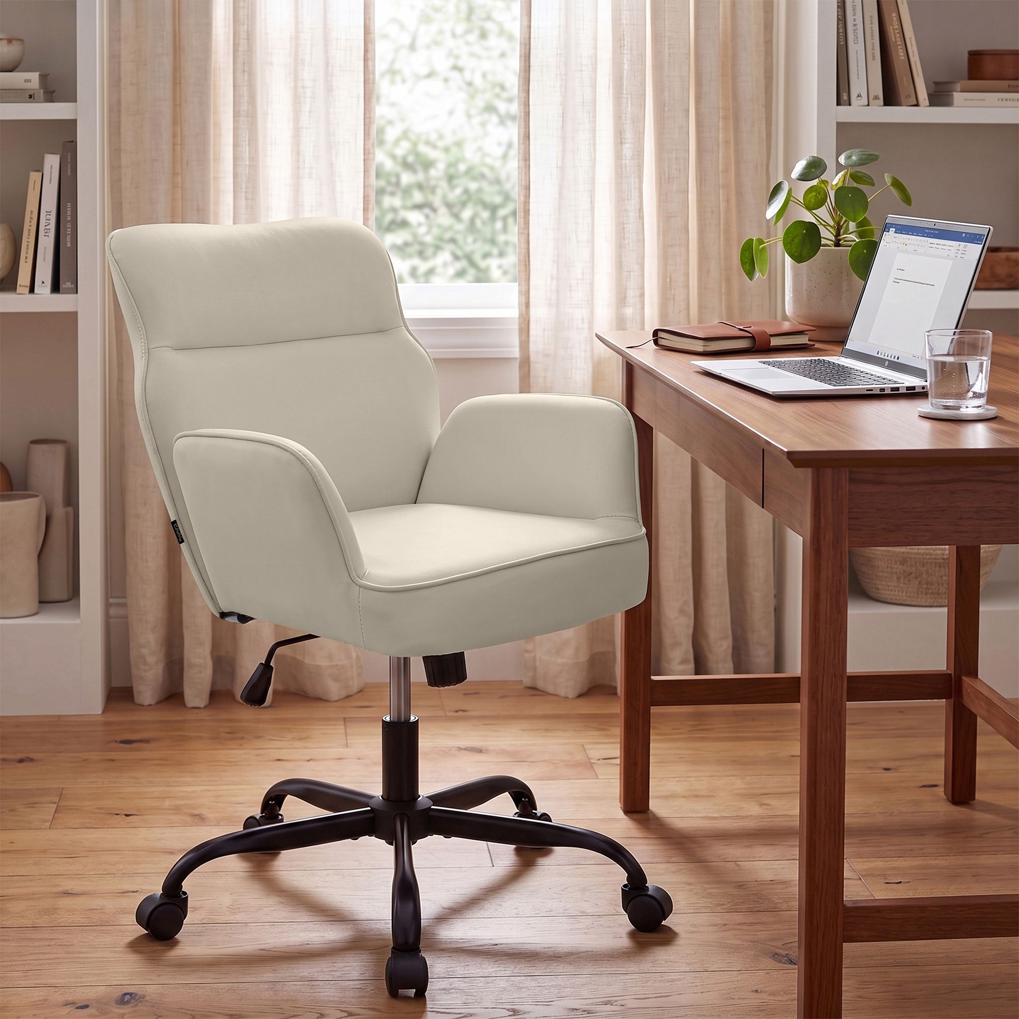 Bürostuhl Amado Lederoptik creme
