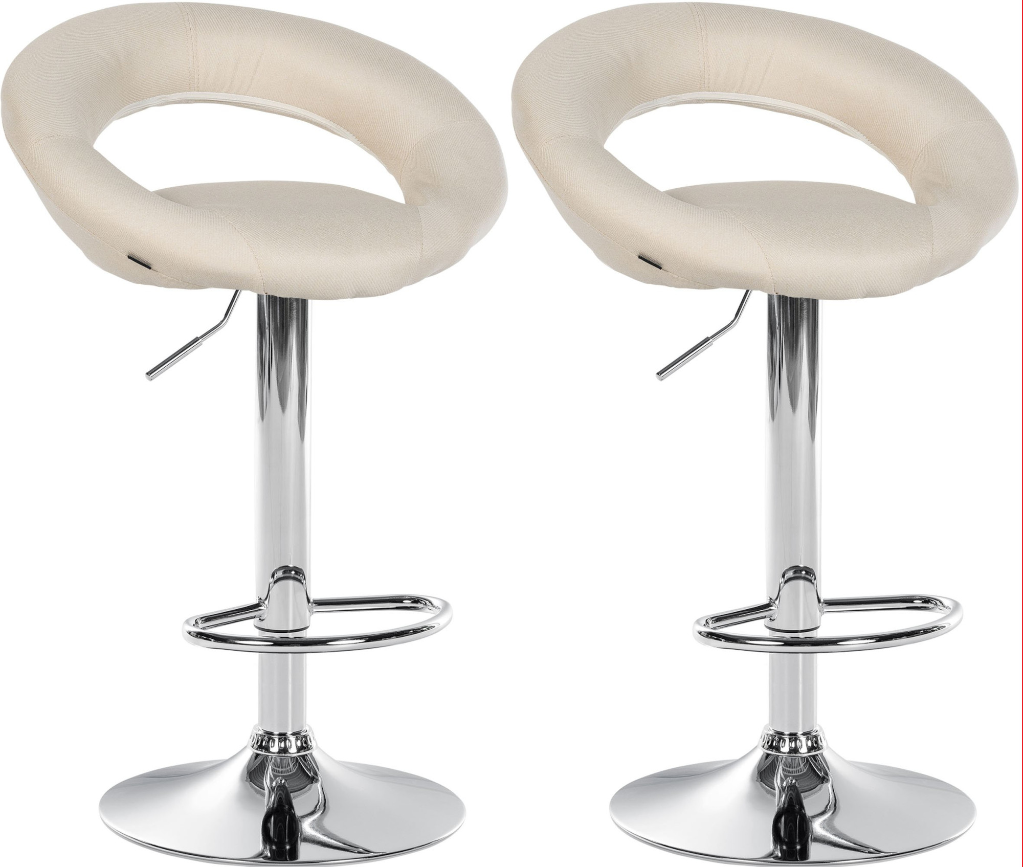 2er Set Barhocker Olinda Stoff creme chrom