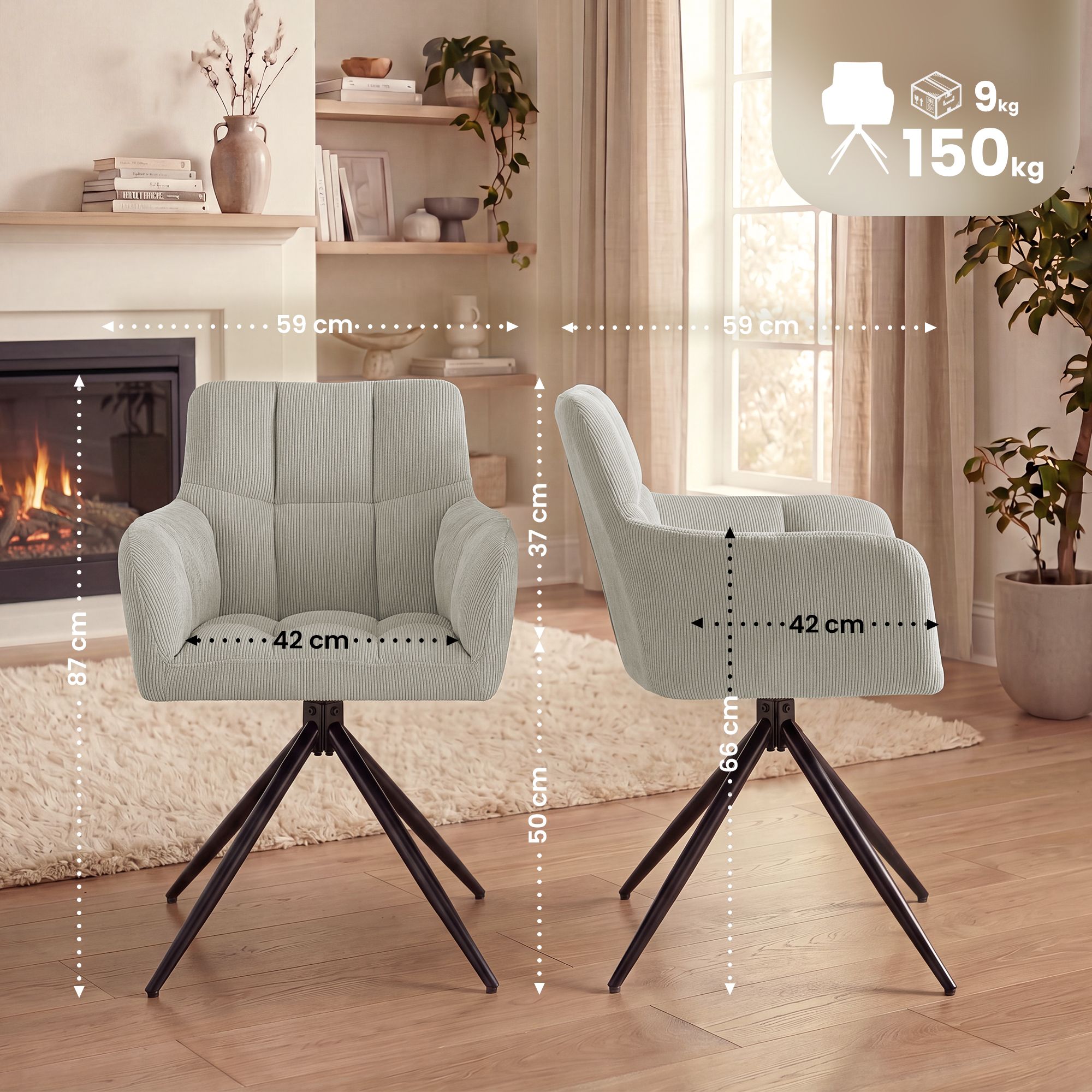 Esszimmerstuhl Jonah Cord creme
