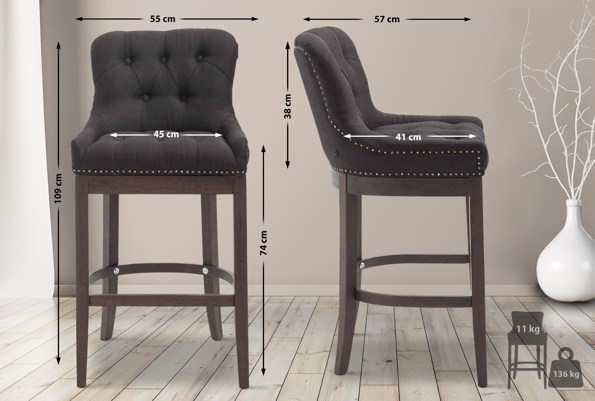 Barhocker Lakewood Stoff, Antik-dunkel schwarz
