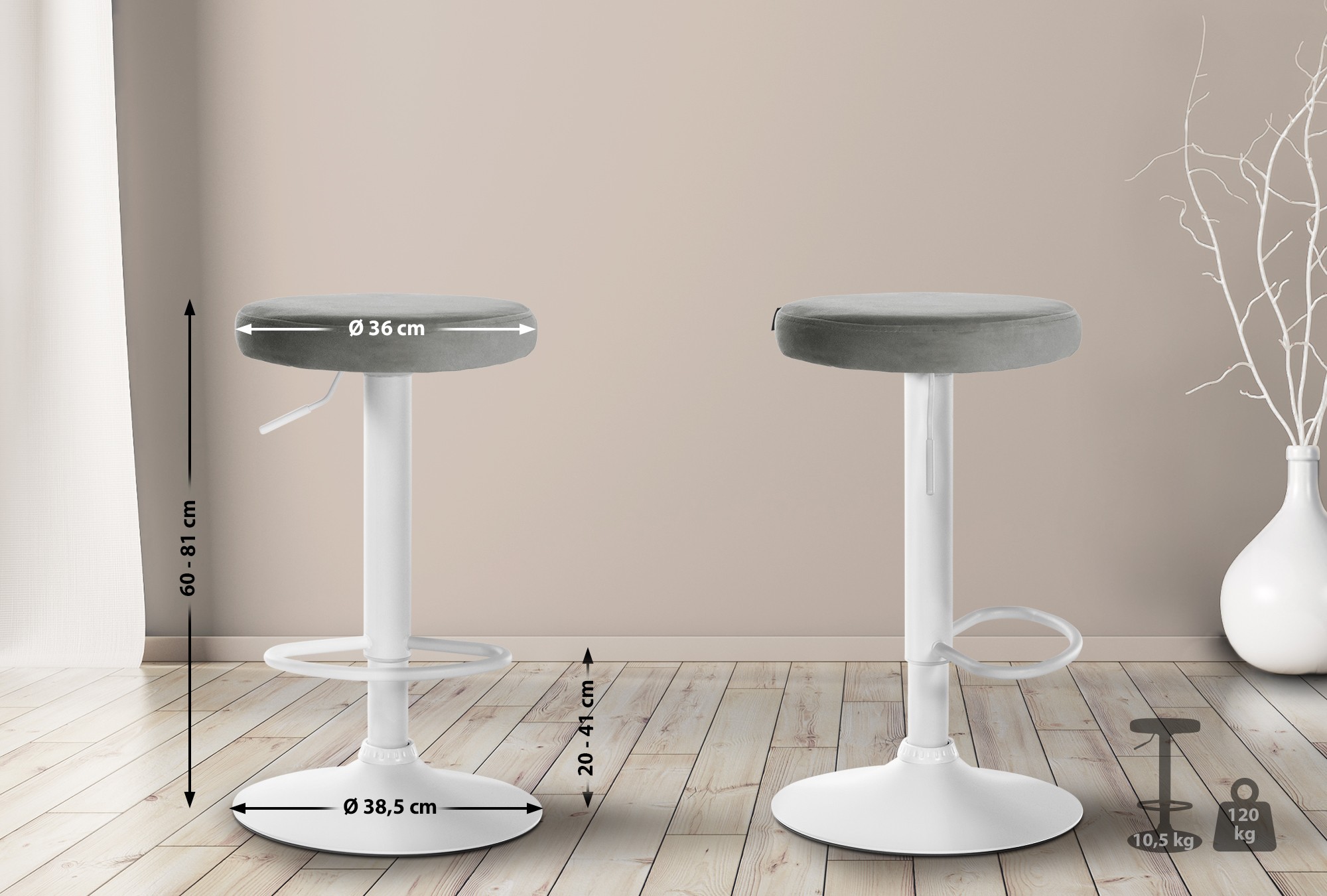 2er Set Barhocker Ponte Samt