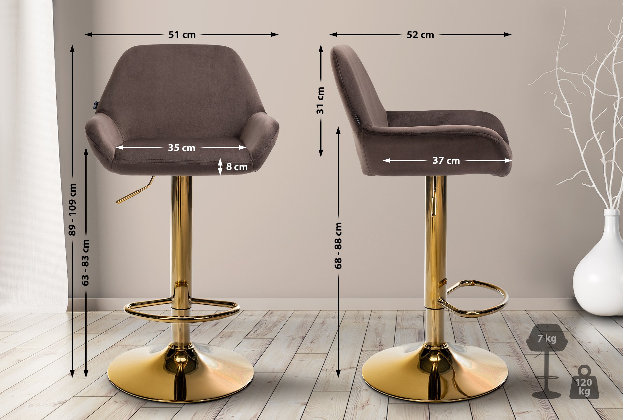 Barhocker Braga Gold Samt