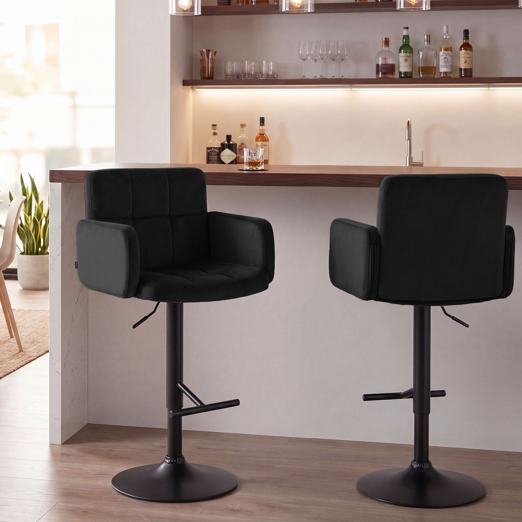 2er Set Barhocker Los Angeles Samt