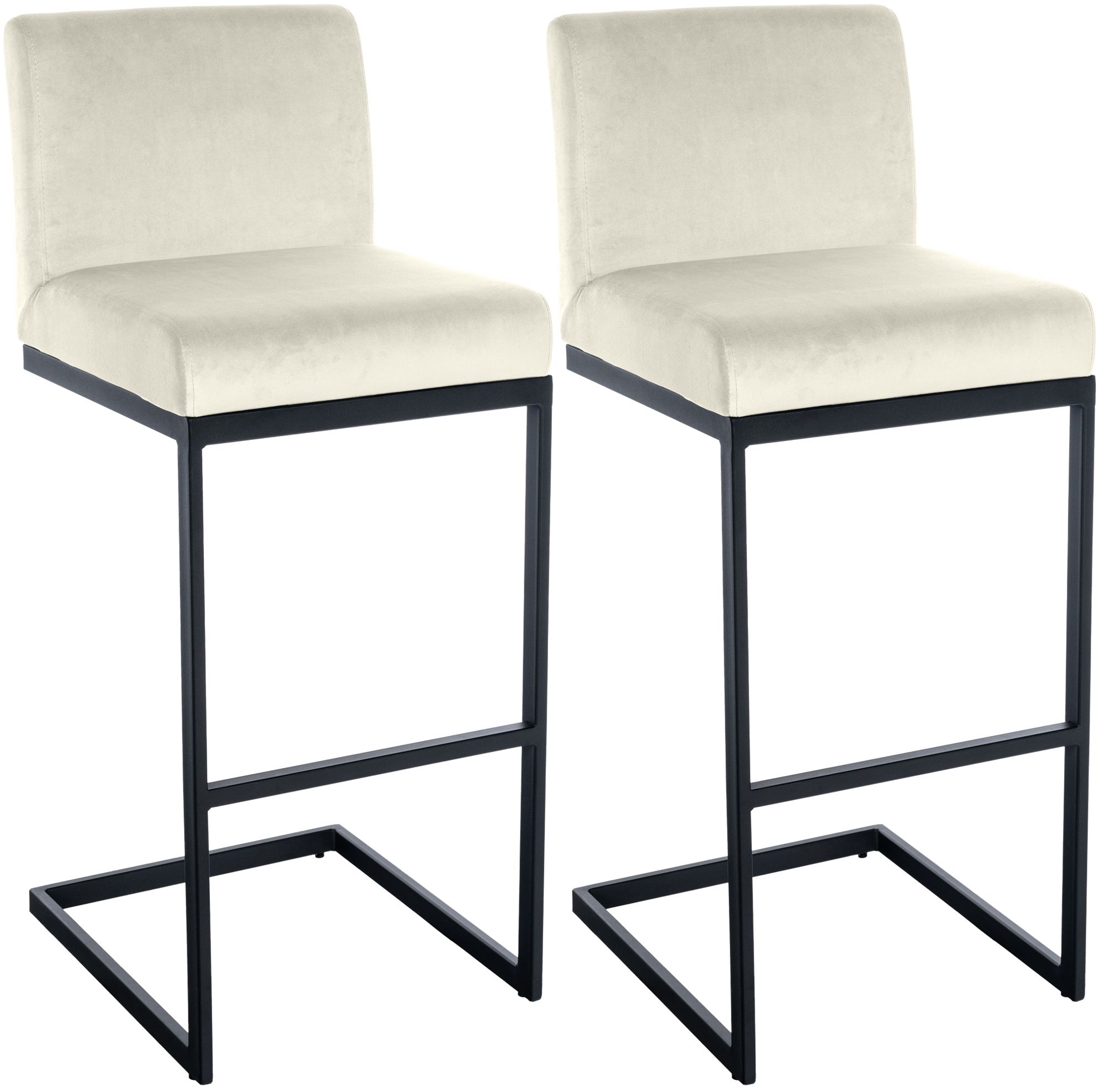2er Set Barhocker Hopewell Samt creme