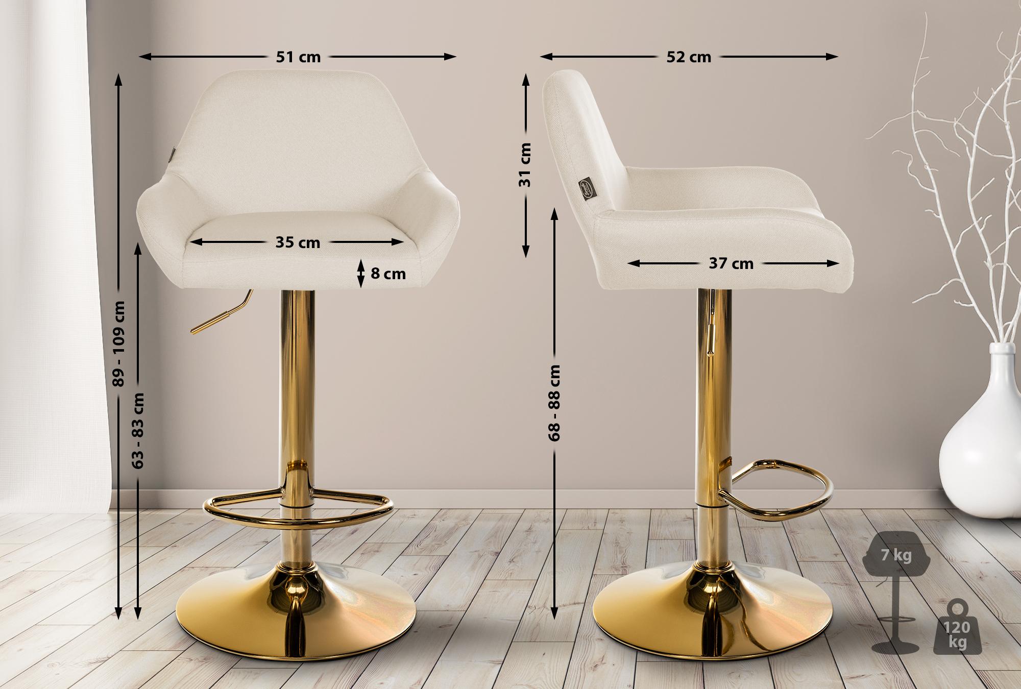 2er Set Barhocker Braga Gold Stoff