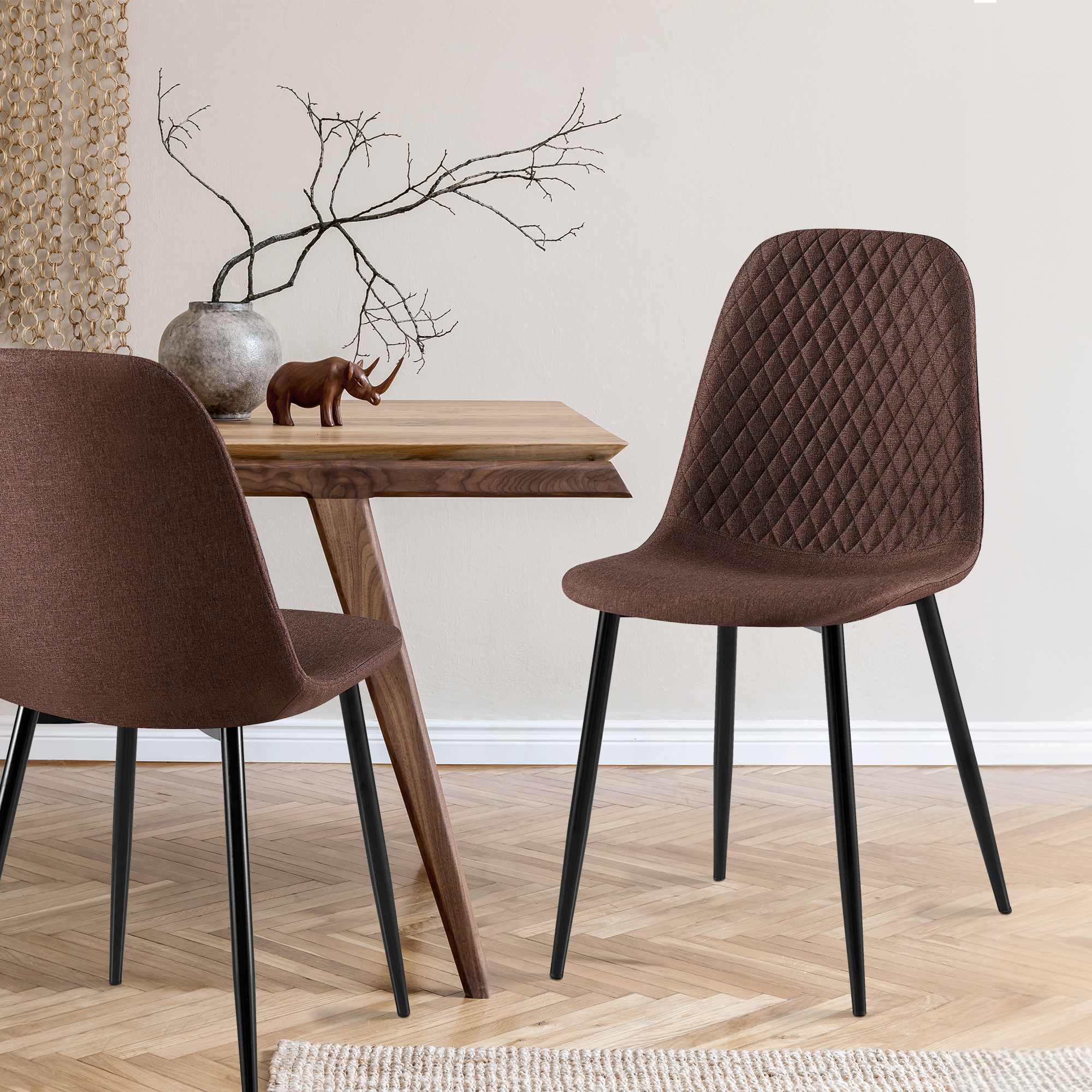 4er Set Stühle Giverny braun Stoff