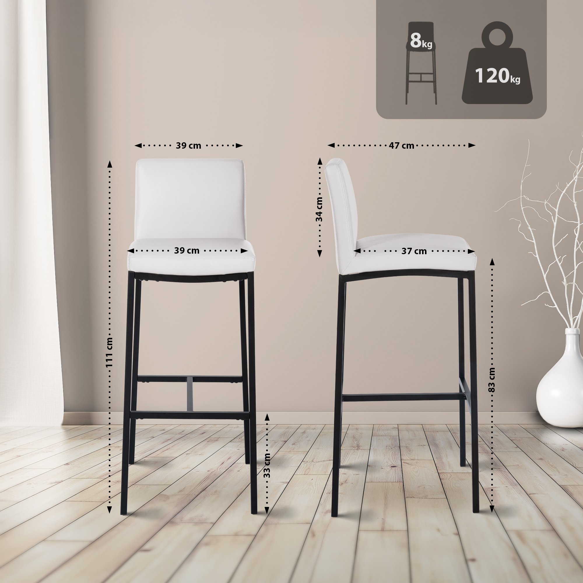 Barhocker Freeport weiß Kunstleder