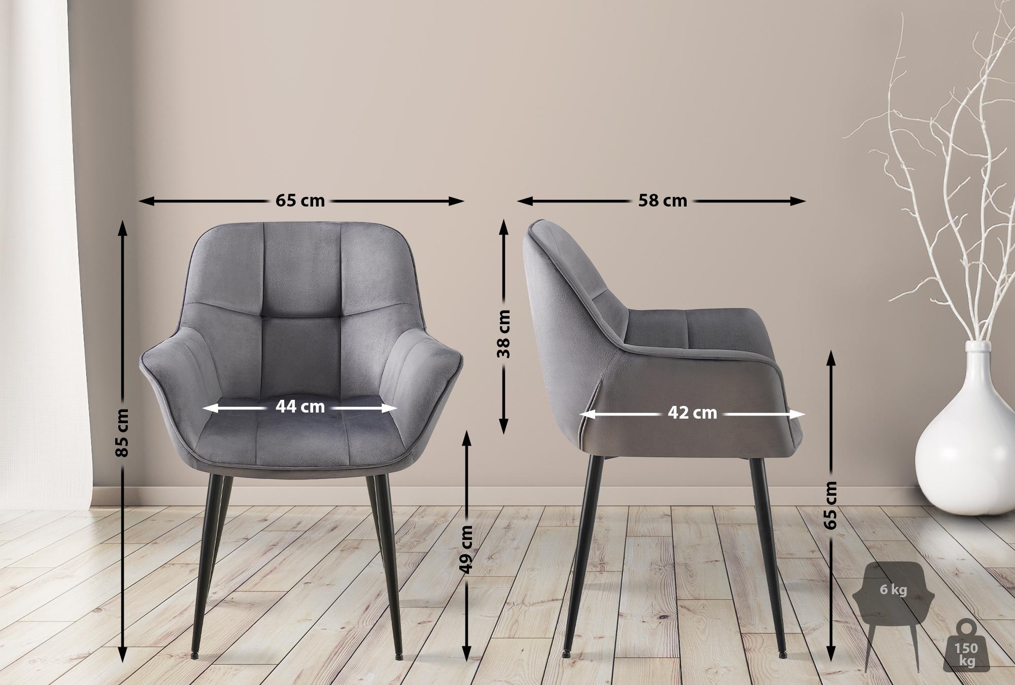 2er Set Esszimmerstuhl Roseville Samt
