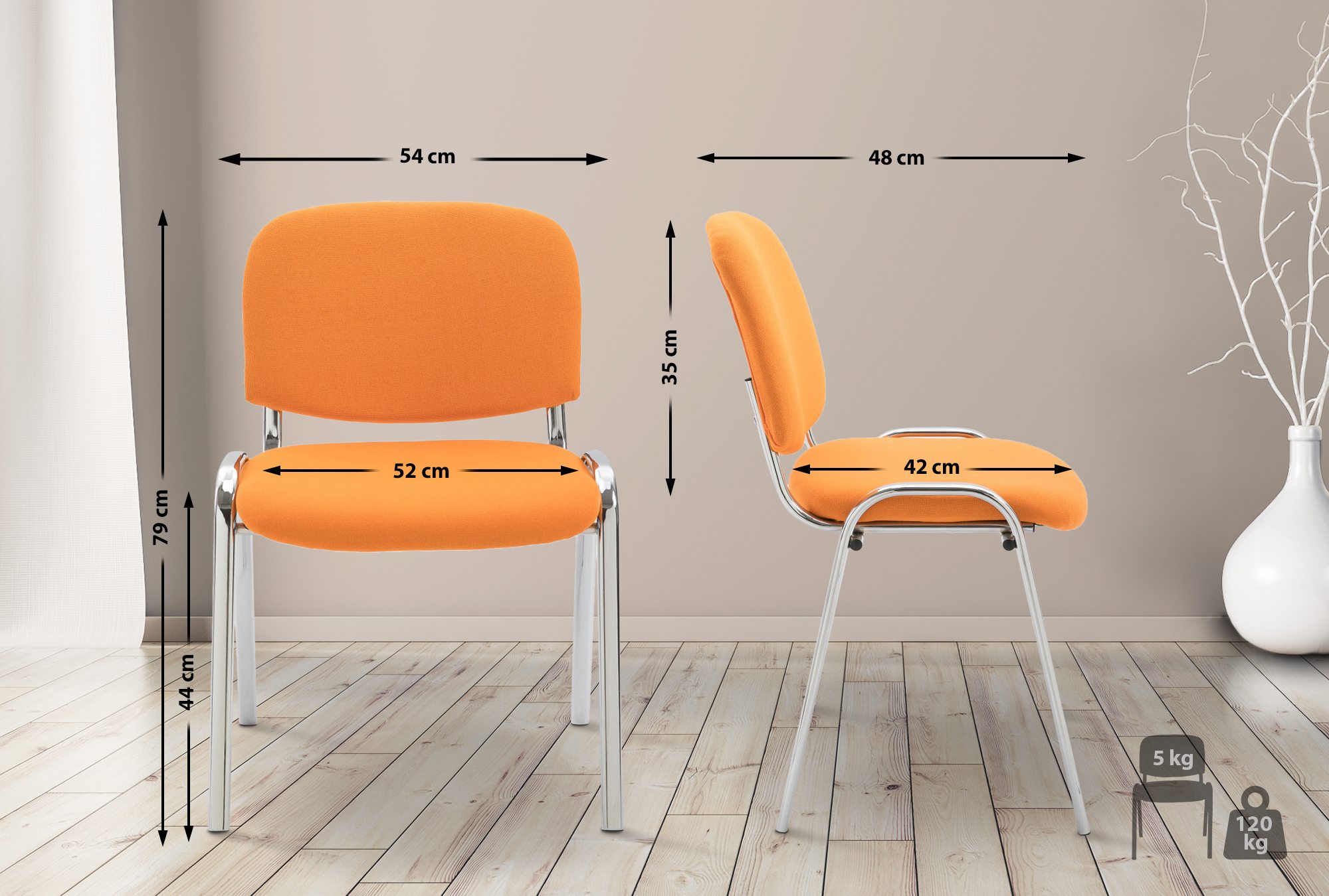 Besucherstuhl Ken Chrom Stoff