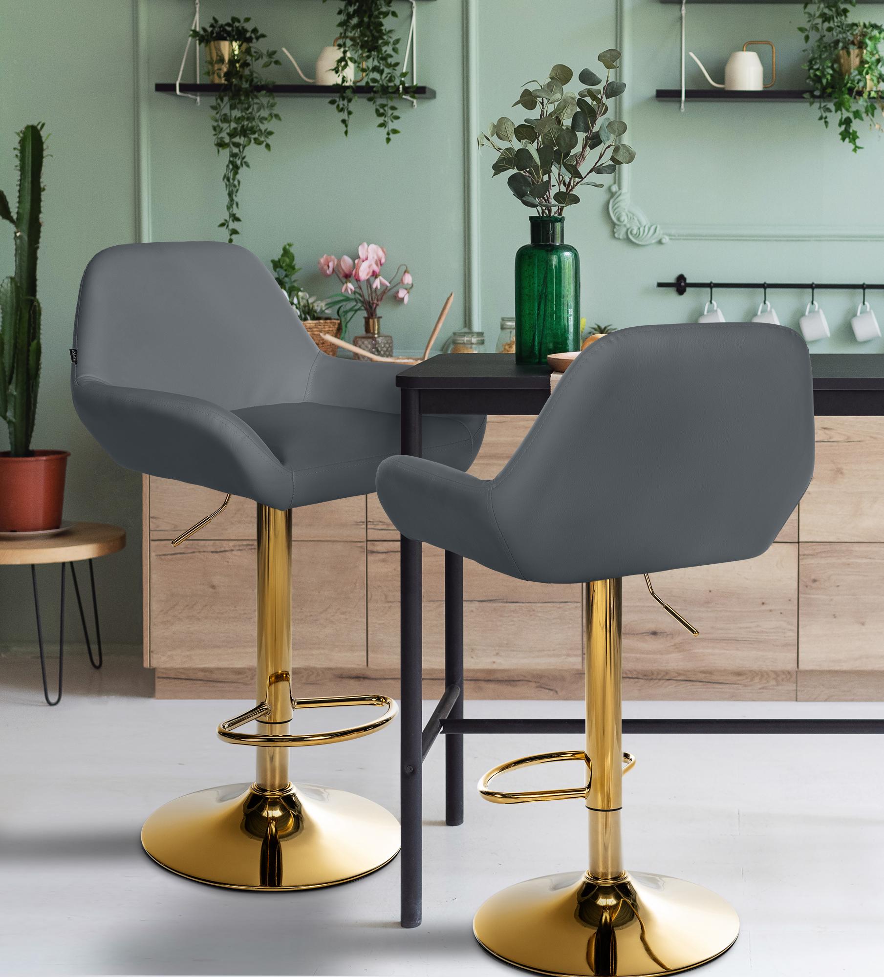 Barhocker Braga Gold Kunstleder grau