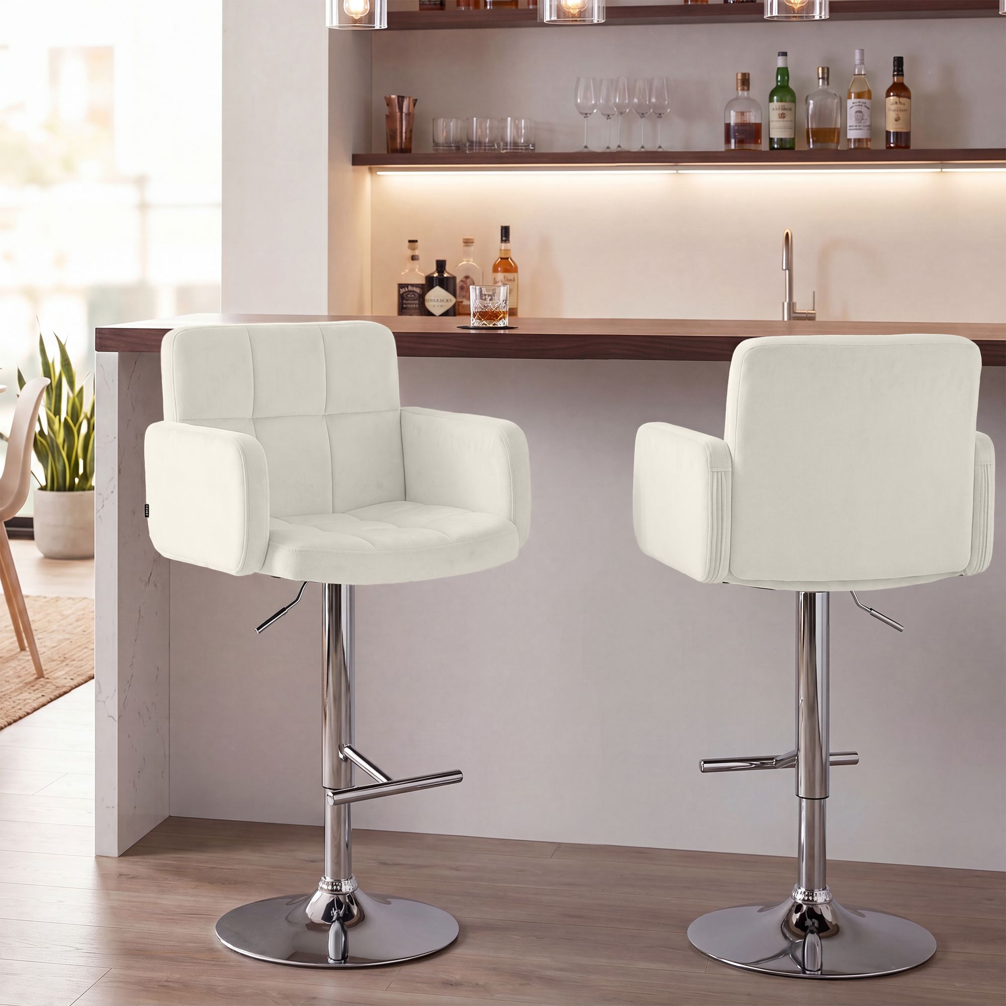 2er Set Barhocker Los Angeles Samt