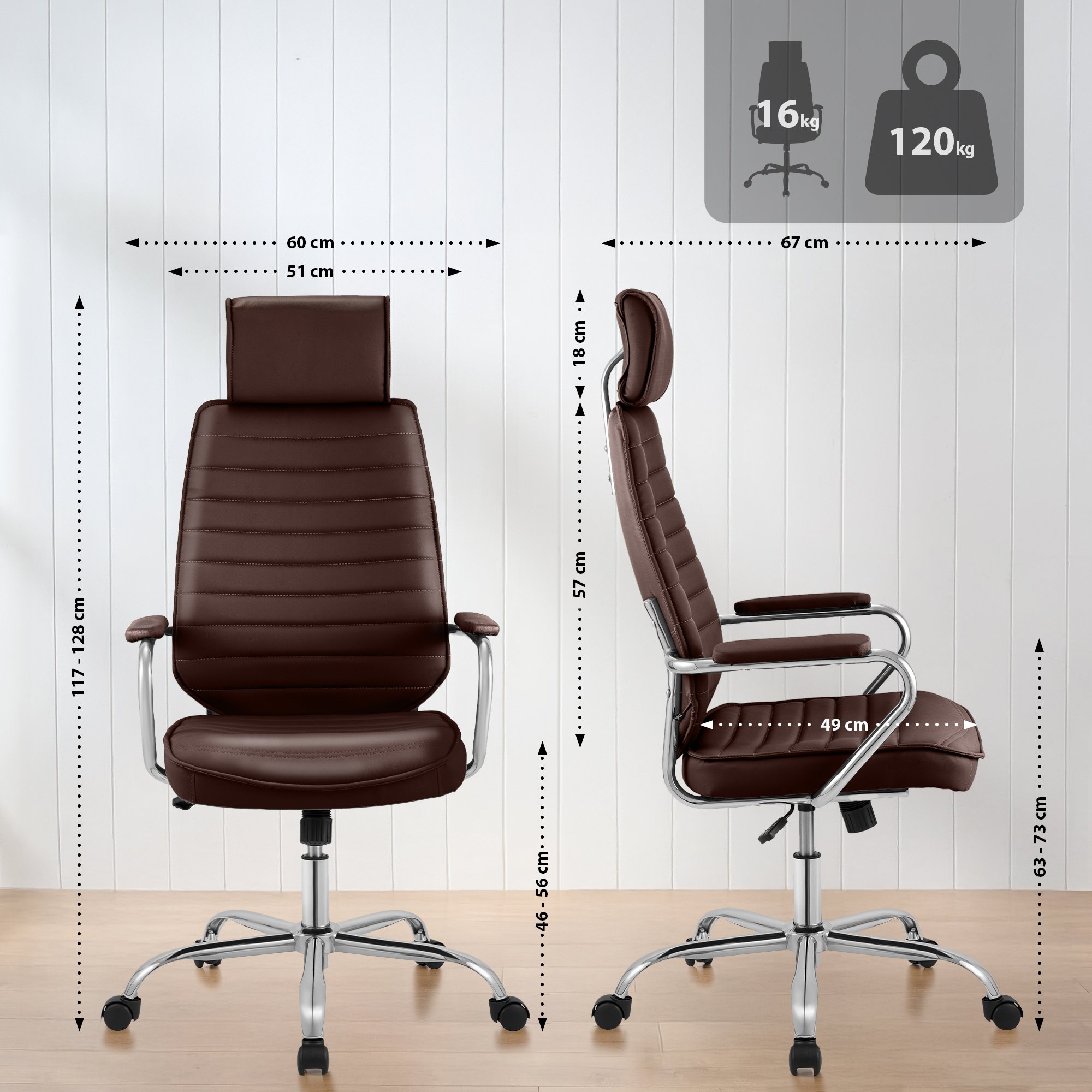 Bürostuhl Rako Kunstleder bordeauxrot