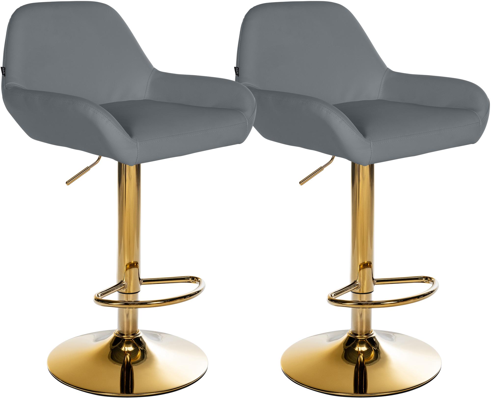 2er Set Barhocker Braga Gold Kunstleder grau