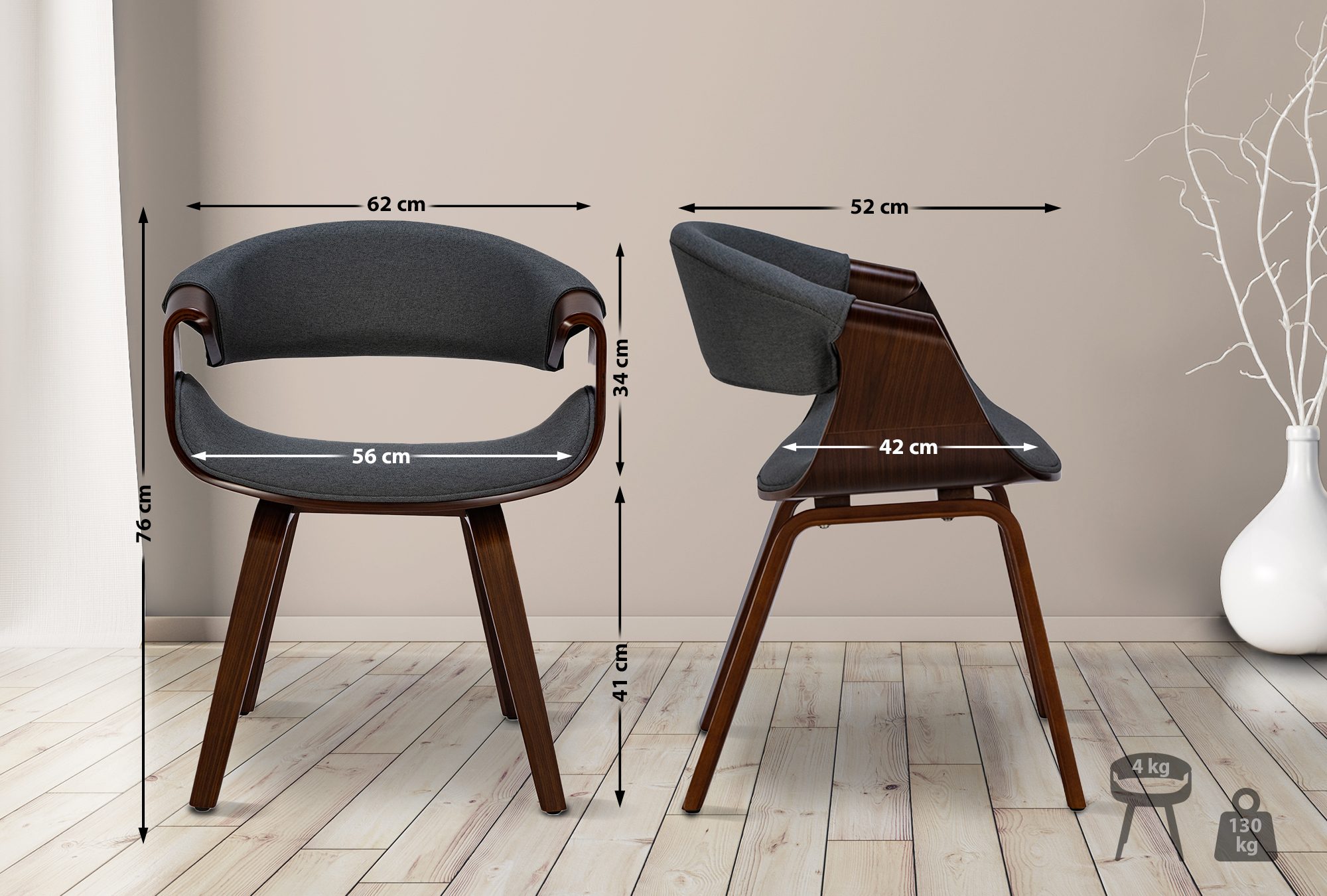 2er Set Esszimmerstuhl Foley