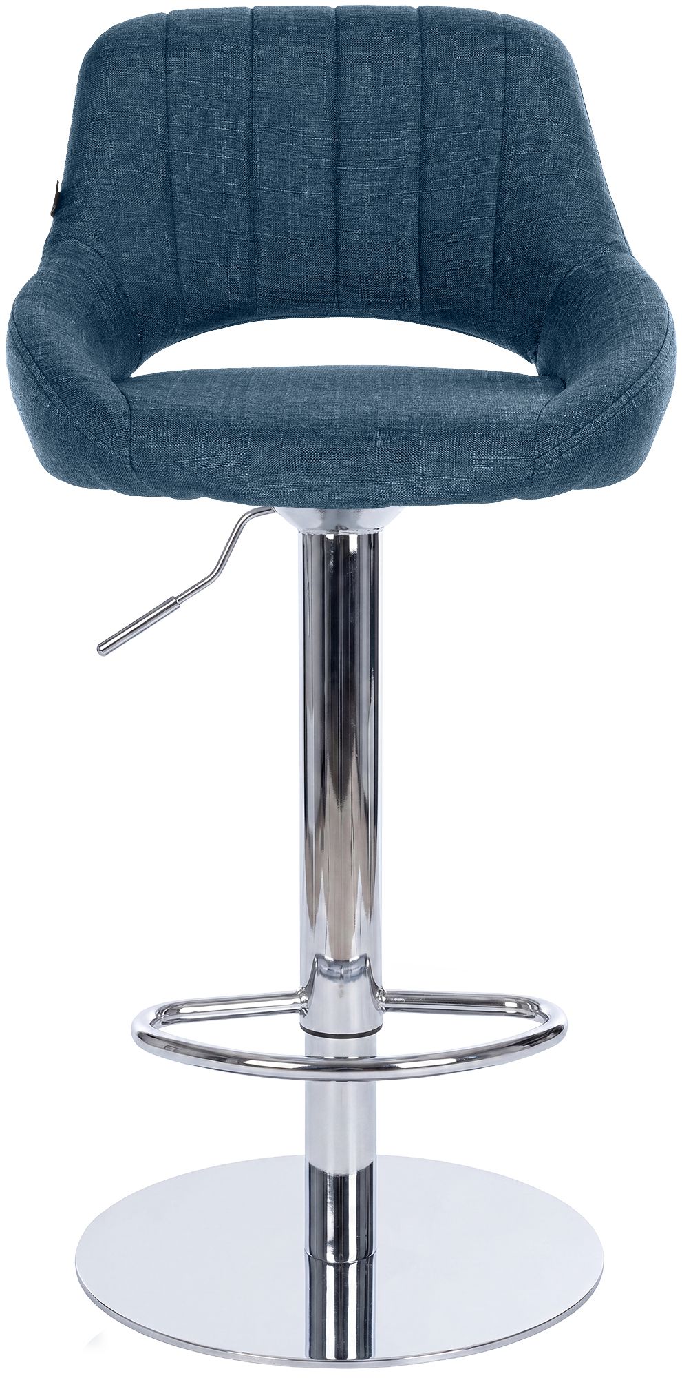 2er Set Barhocker Milet Chrom mit extra schweren Standfüßen blau Stoff