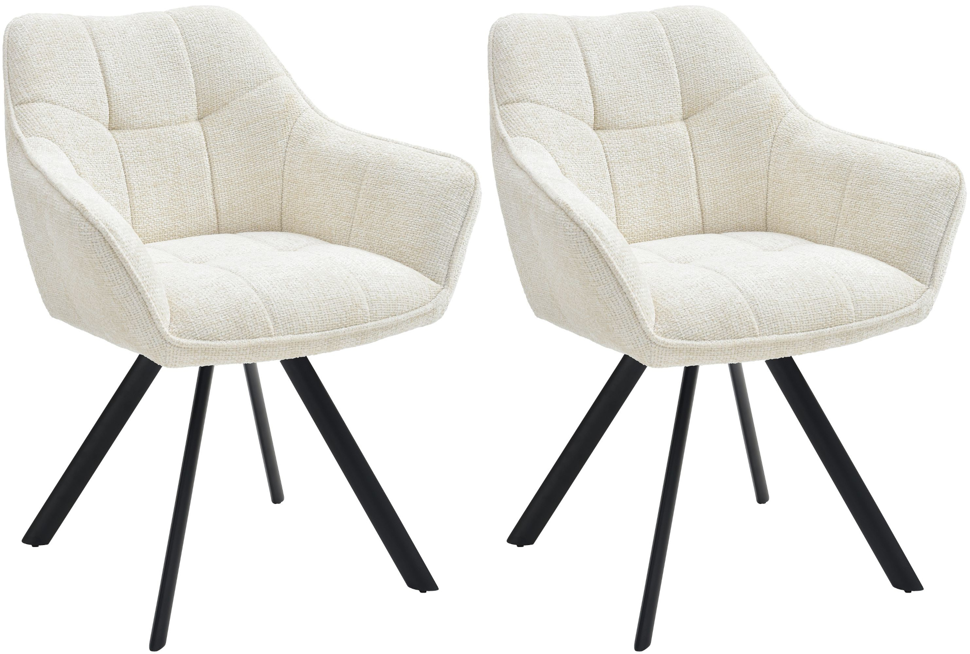 2er Set Esszimmerstuhl Scott creme Stoff