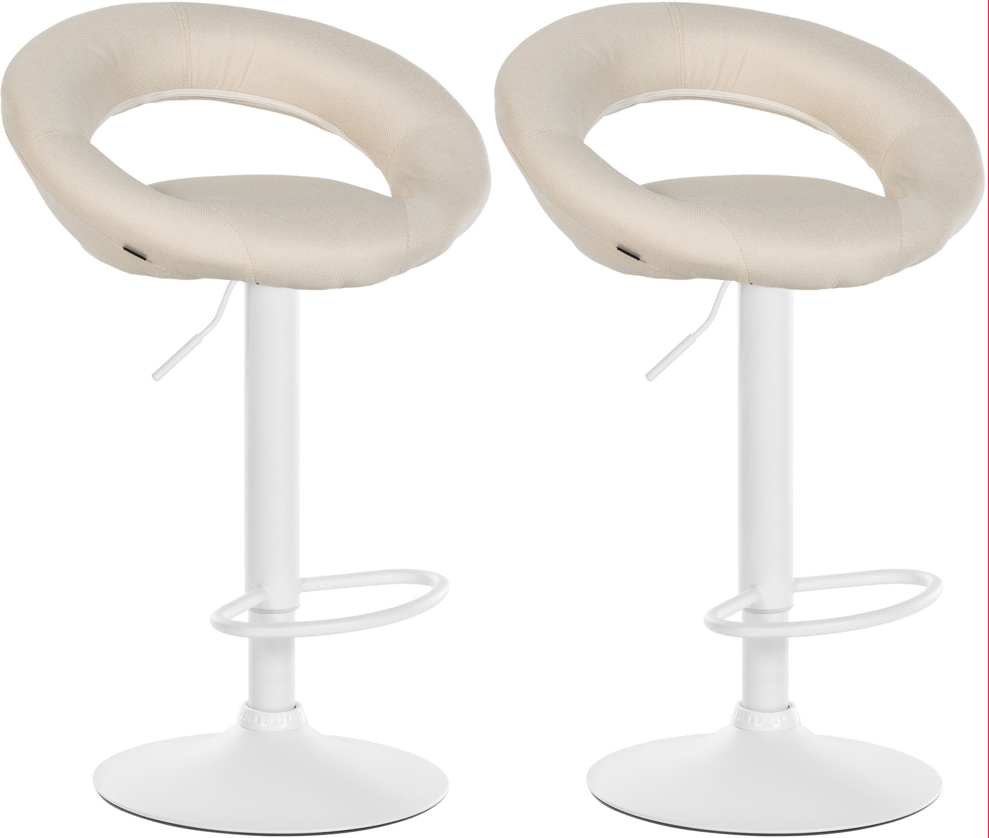 2er Set Barhocker Olinda Stoff creme weiß