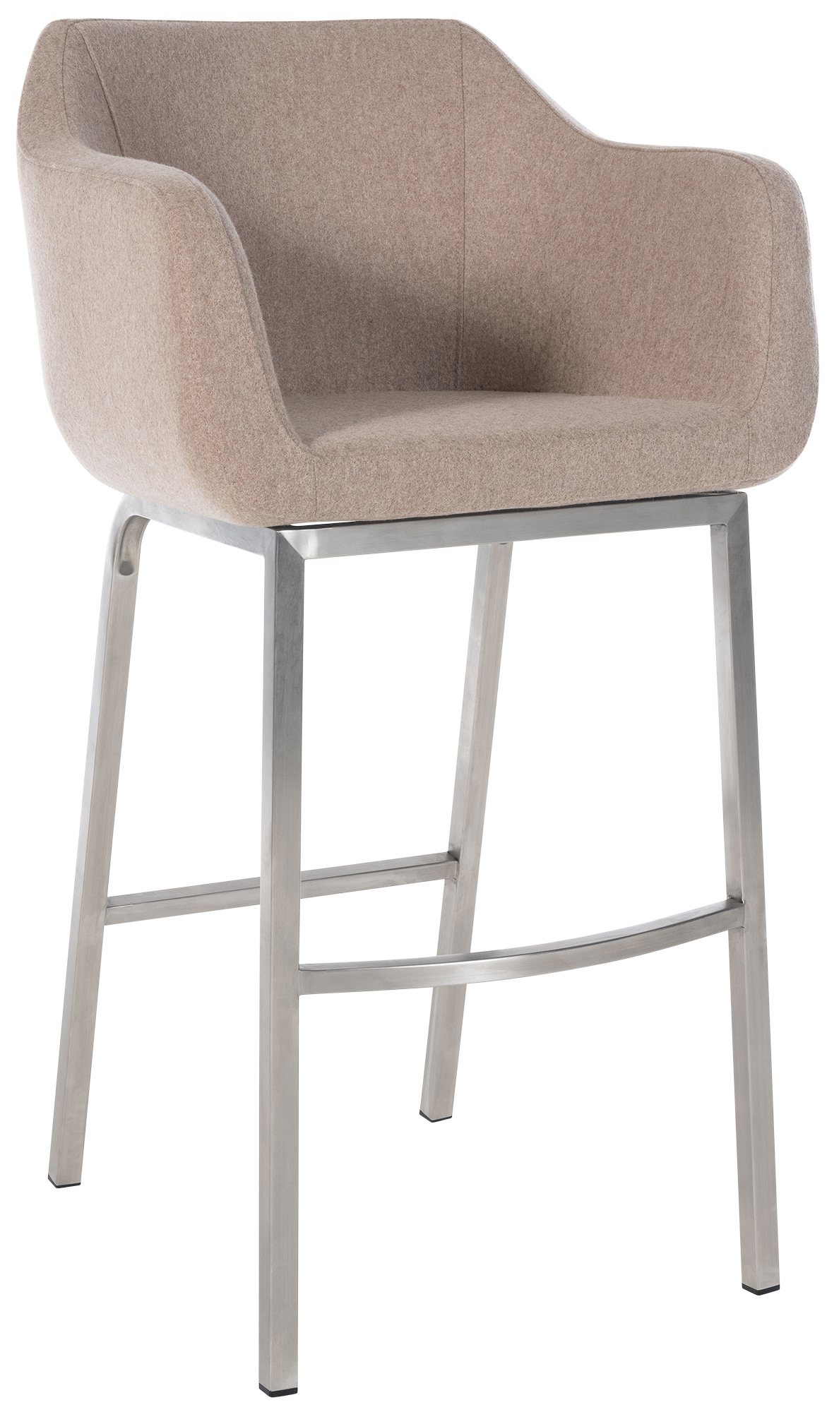 Barhocker Monea Filz mit Vierfußgestell taupe edelstahl